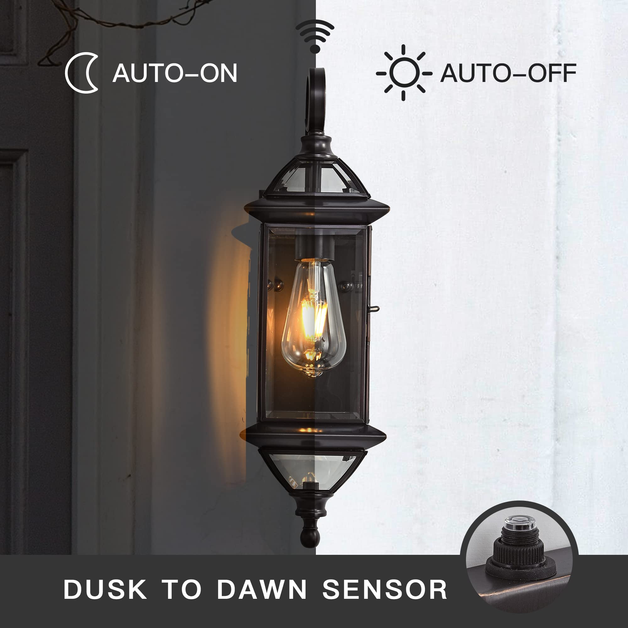 18.5'' Copper Dusk to Dawn Outdoor Wall Light Fixture - Oil Rubbed Bronze Exterior Porch Light with E26 Socket (1 Pack) | Perfect for House, Garage, Patio & Outdoor Wall Mount Lighting