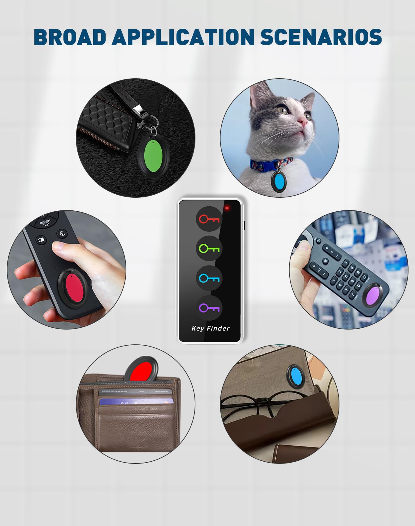 85dB+ Wireless Key Finder & Item Locator - 131ft Range with Sound Alarm | Track Wallet, Keys, Phone, Glasses & Pets | Includes Batteries | Perfect for Home, Office & Travel Organization