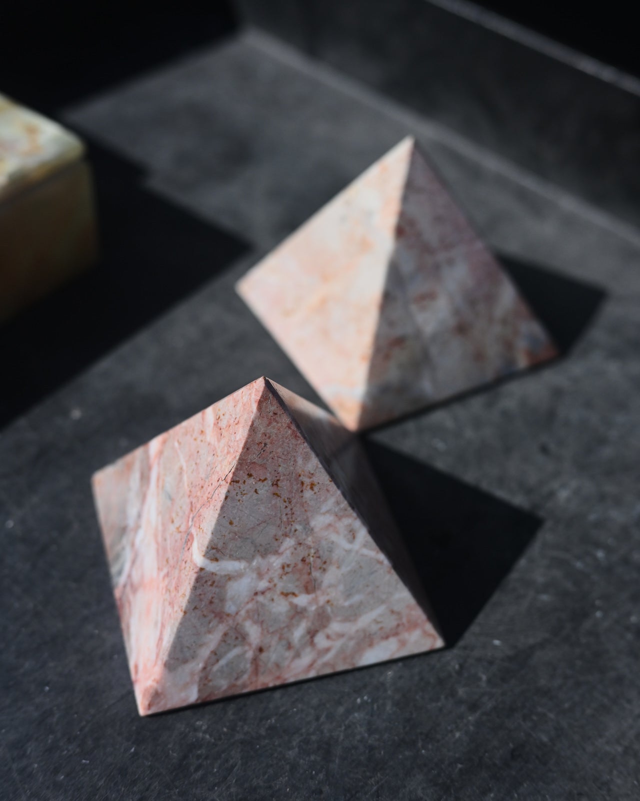 4 Inch Pink Marble Pyramid - Elegant Home Decor for Shelf, Desk & Meditation Space | Feng Shui Crystal Gift for Office & Living Room