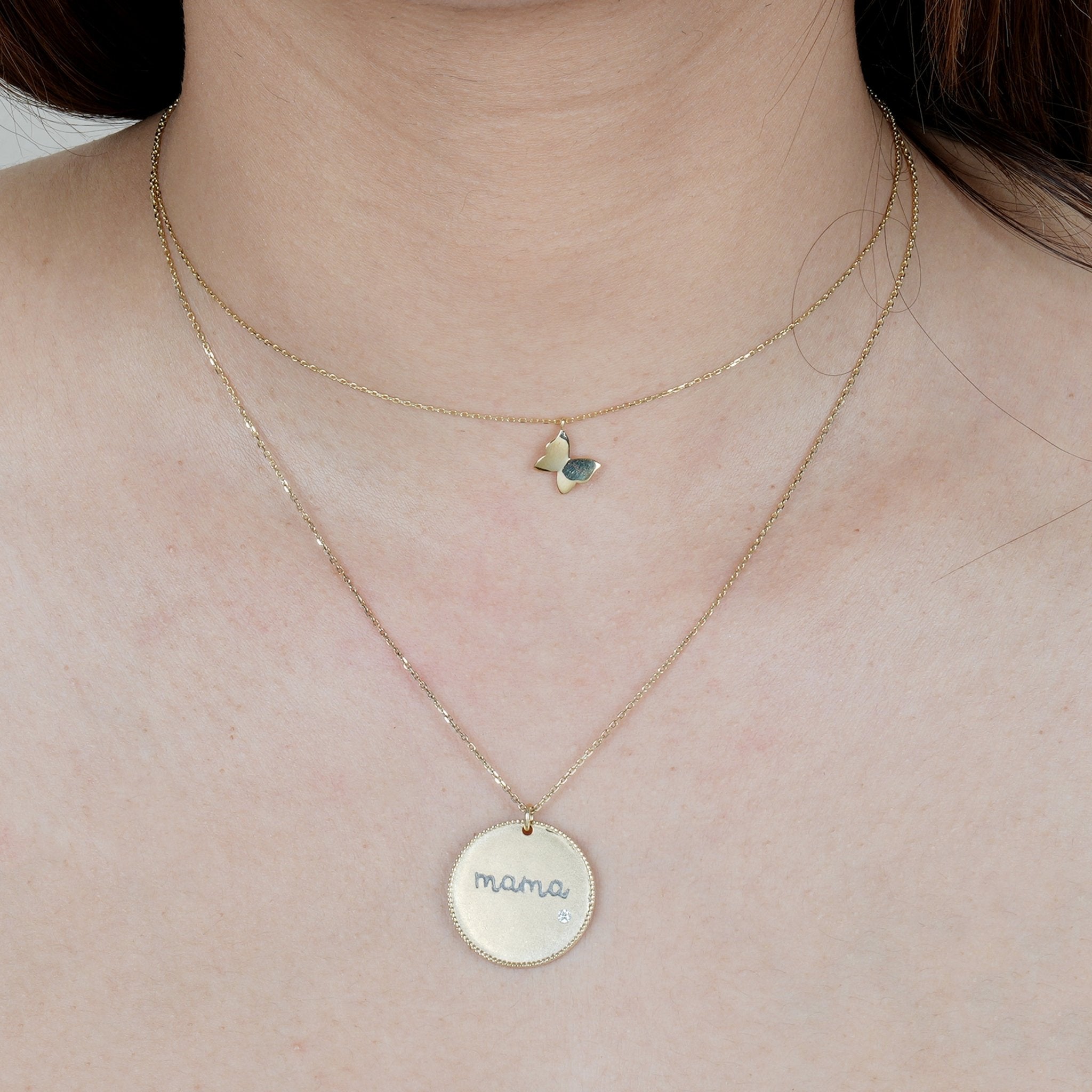 14K Solid Yellow Gold Diamond Butterfly Layering Necklace - Dainty & Elegant Jewelry for Women, Perfect for Layering, Everyday Wear, Gifts & Special Occasions
