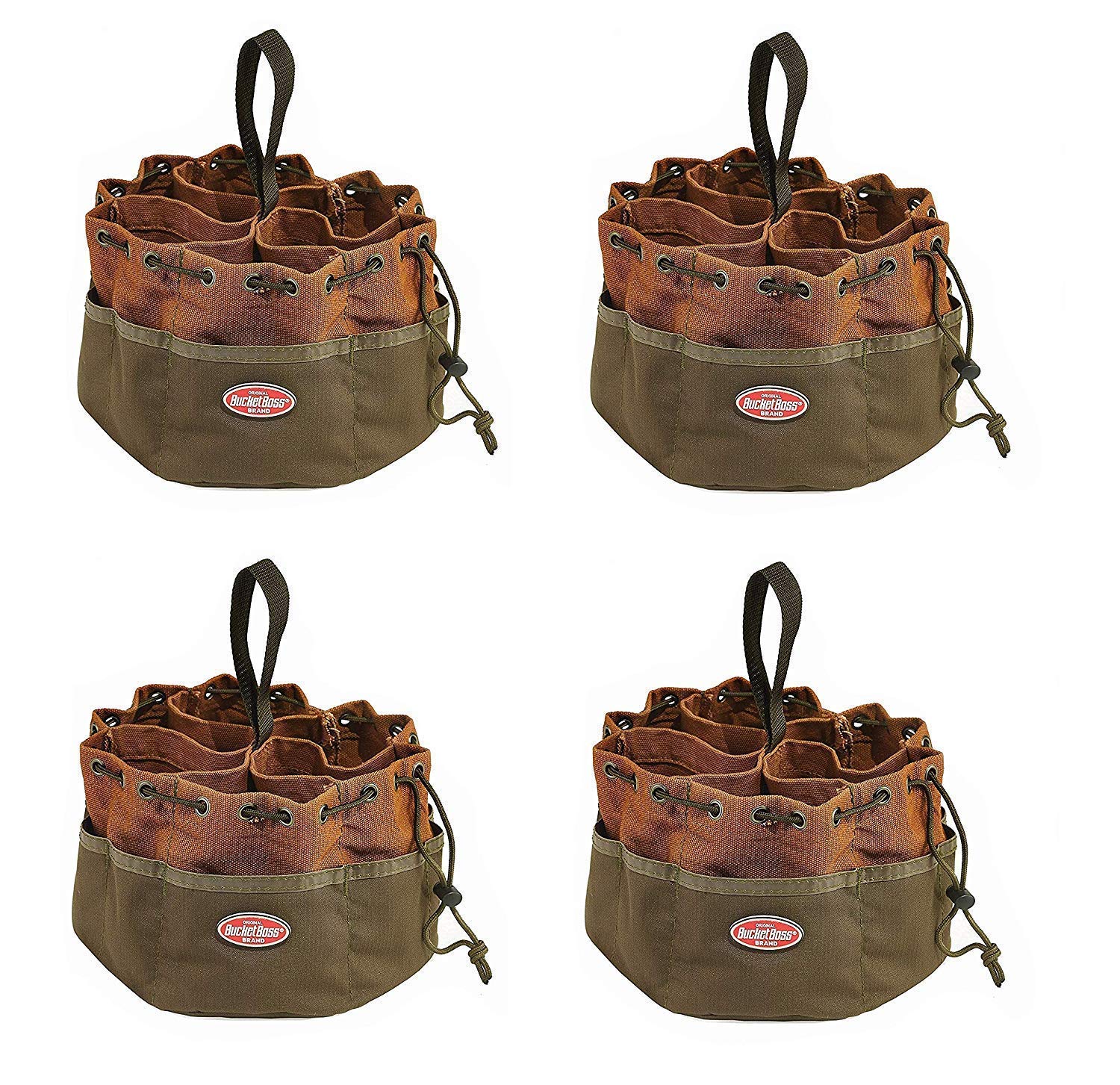Bucket Boss 25001 Small Parts Organizer Bag - Pack of 4, Durable Brown Parachute Material for Tools & Hardware Storage | Perfect for Construction Sites, Workshops & DIY Projects