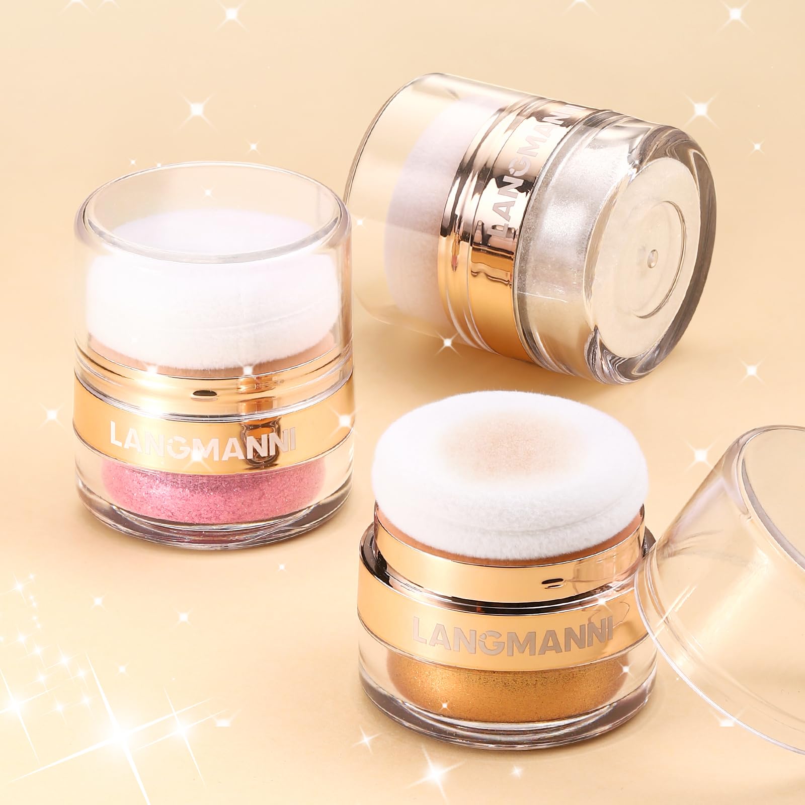 Glitter Body Highlighter Powder - Shimmer & Sparkle Face & Body Makeup with Sponge Applicator (Golden) | Perfect for Parties, Festivals & Night Out Glow