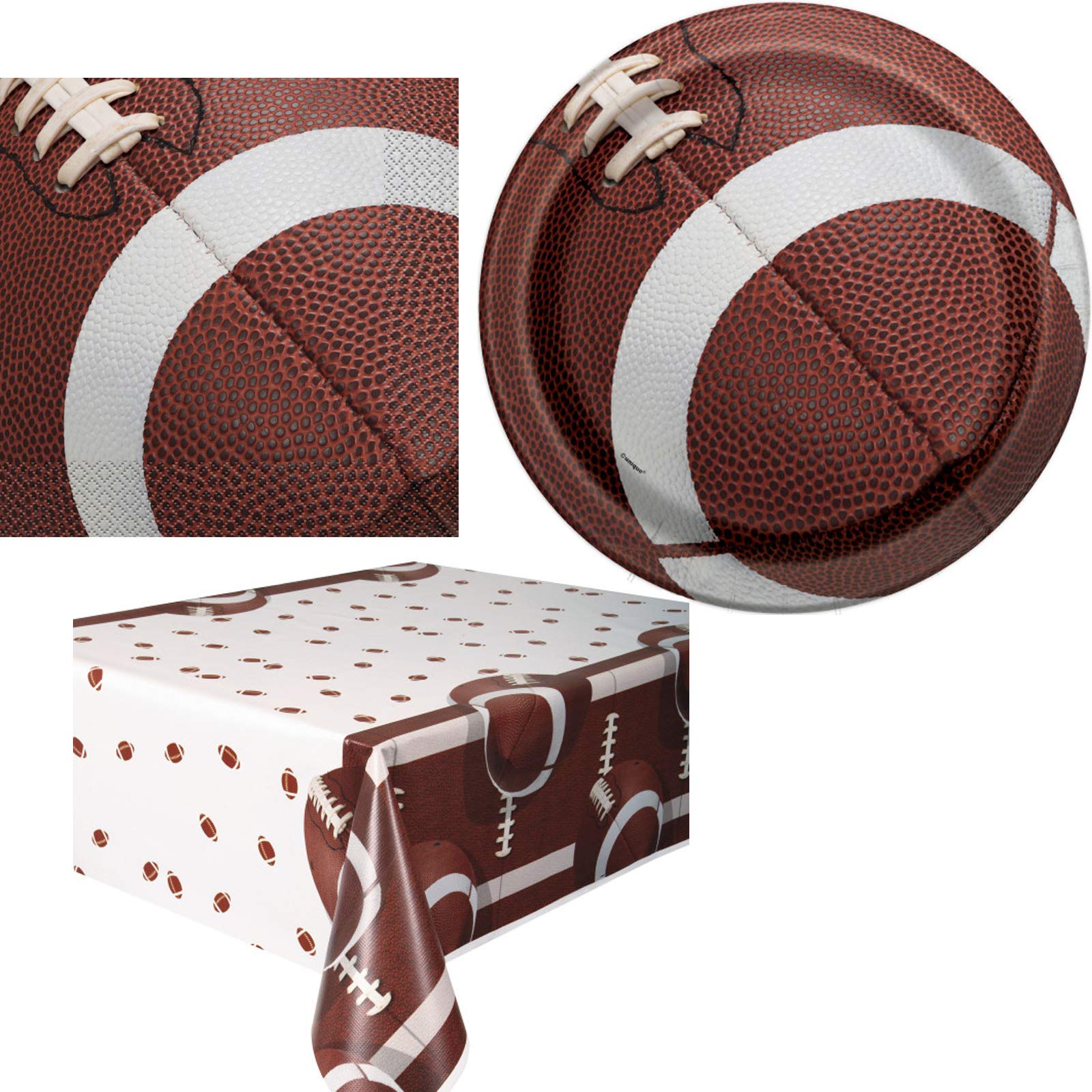 Football Party Supplies Set for 16 Guests - 1 Maze Game Activity Card, Napkins, Plates & Table Cover - Perfect for Birthday Celebrations & Game Day Gatherings