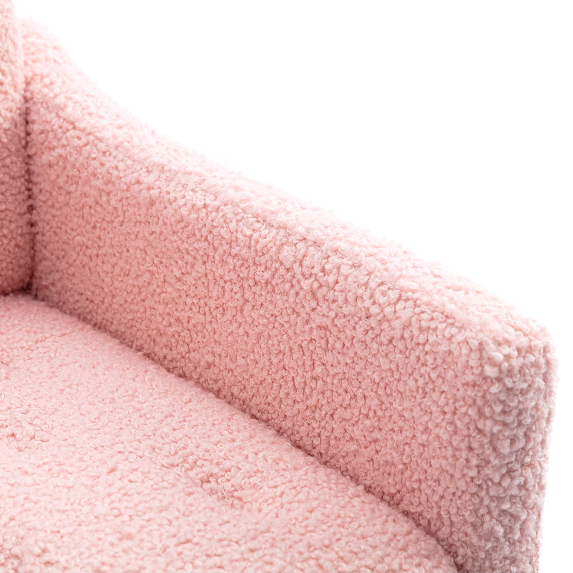 Modern Accent Chair with Upholstered Armrests - Club Lounge Chair for Living Room, Studio, Reading Nook & Dressing Room - Soft Teddy Pink Fabric - Perfect for Relaxing, Entertaining & Home Decor