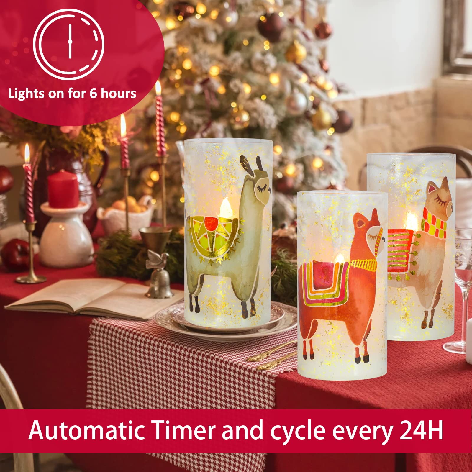 MELTONE Flameless LED Candles with Remote - Realistic Flickering Alpaca & Sheep Design - Perfect for Home, Party, Bedroom, Christmas, Valentine's Day Decor - Set of 3 - Ideal for Romantic Dinners, Cozy Nights & Holiday Celebrations