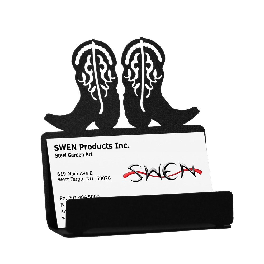 Premium SWEN Cowboy Boots Steel Business Card Holder - Elegant Western Style Gift for Men & Women - Perfect for Office, Networking & Western Events