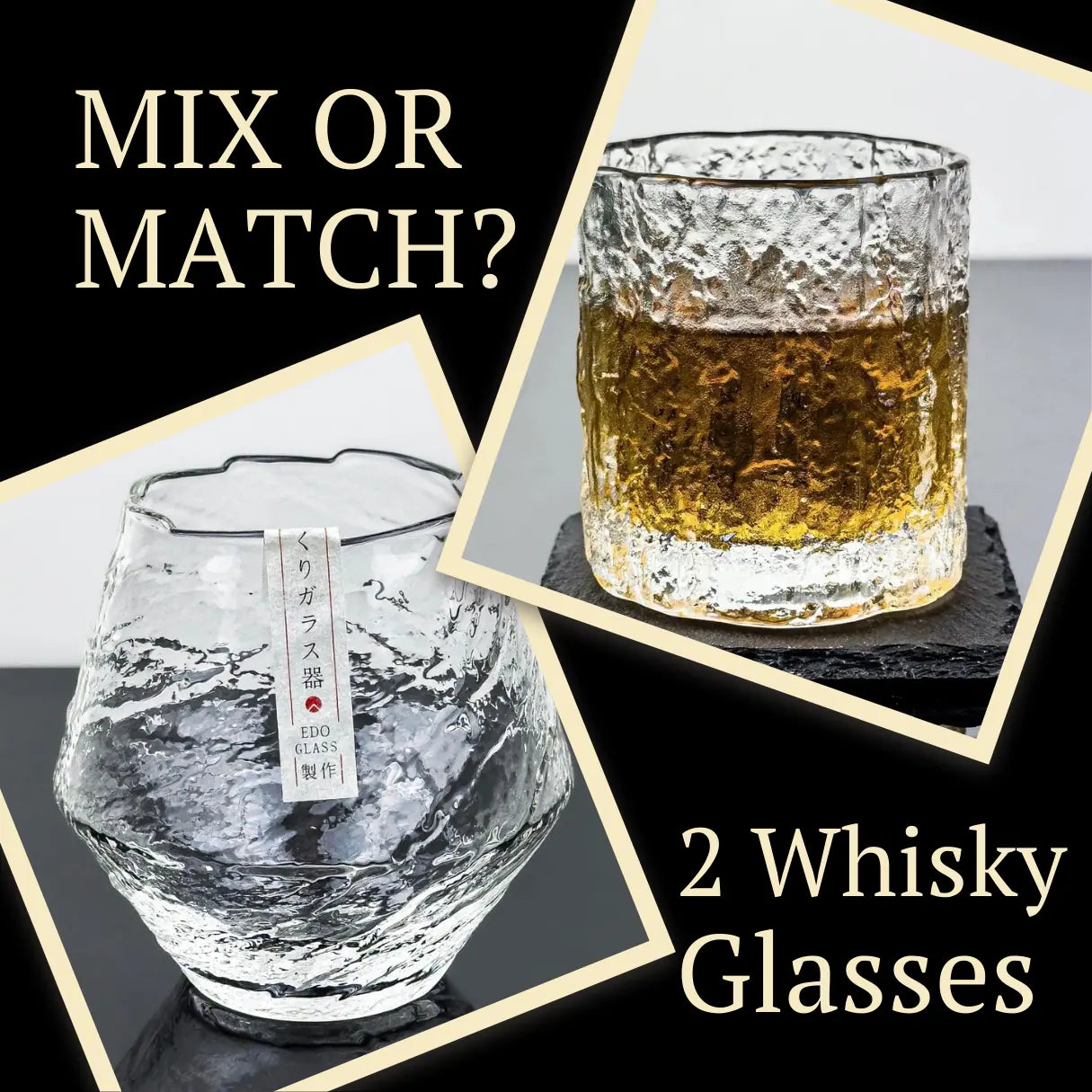 Premium Whiskey Glasses Set of 2 - Heavy Base Crystal Clear Drinking Glasses for Bourbon, Scotch & Whiskey Tasting - Perfect for Home Bar, Gifts & Entertaining