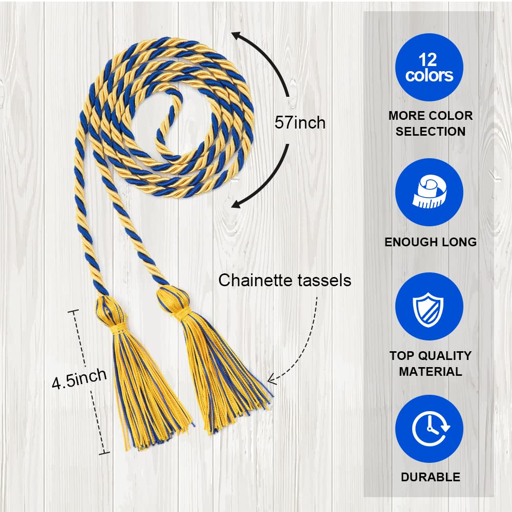 2025 Blue & Gold Graduation Honor Cord - 66 Inch Silk Sash with Tassel for Graduation Ceremonies & Parties - Perfect for High School, College Commencement & Academic Celebrations