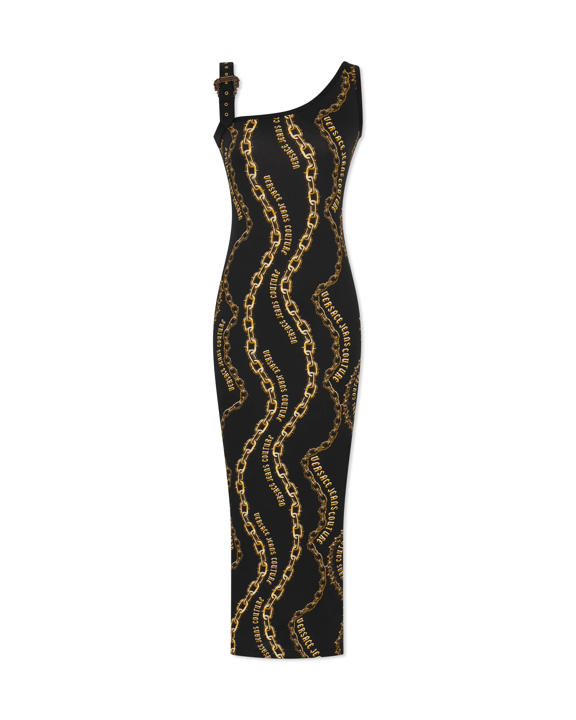 Baroque Buckle Midi Tank Dress with Chain Detail - Elegant Summer Party & Cocktail Dress for Women