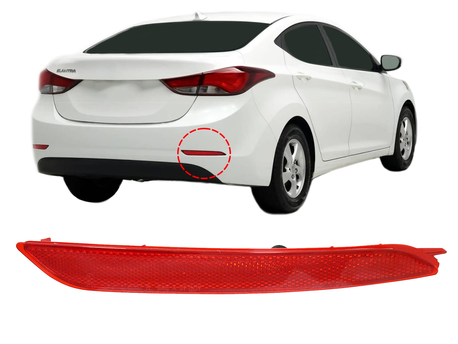APA Replacement Rear Bumper Reflector for 2014-2016 Hyundai Elantra Sedan - Right Passenger Side (Part# 924063X200 HY1185114) | Durable Auto Accessory for Night Safety & Style Enhancement