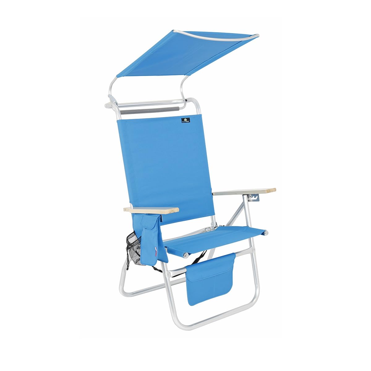 17 Inch Tall Big Tycoon Aluminum Folding Beach Chair with Adjustable Canopy - Perfect for Poolside Lounging, Camping & Outdoor Relaxation
