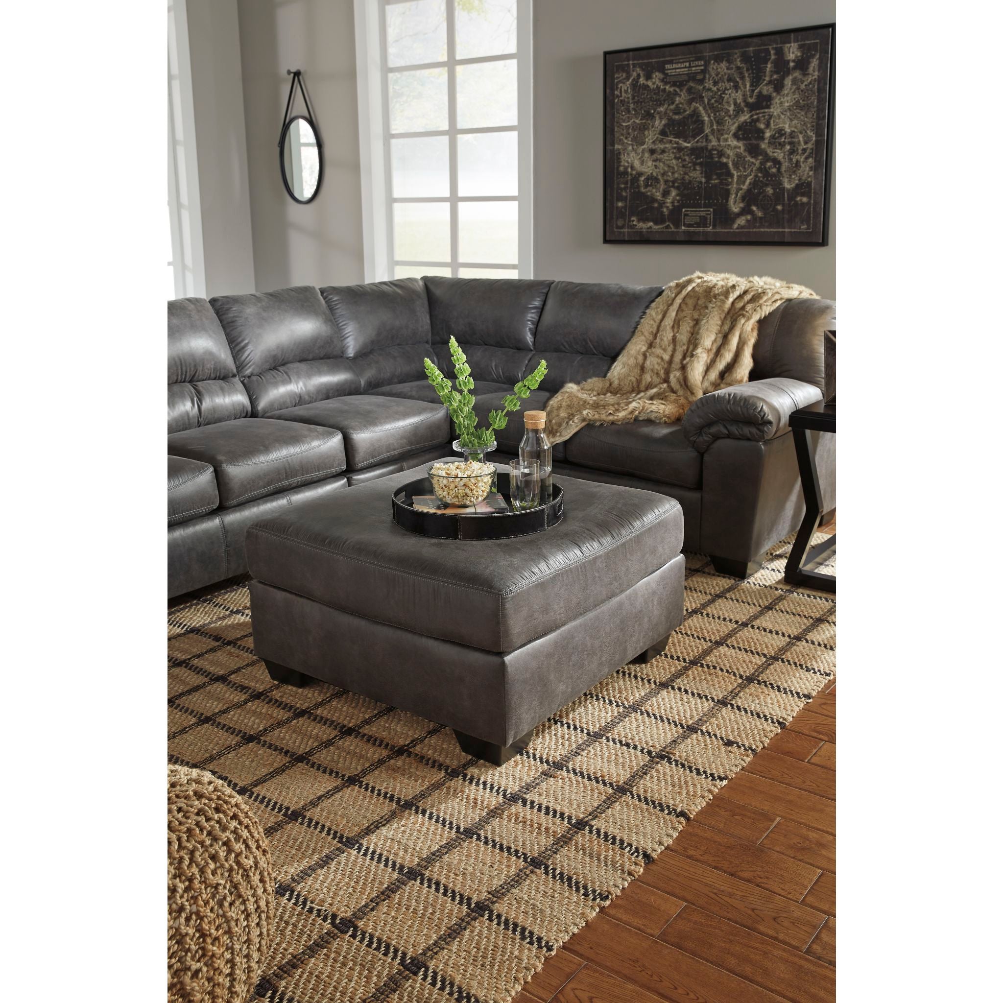 Bladen Ottoman 1 - Modern Storage Ottoman with Lift Top, Faux Leather Upholstery, Sturdy Wooden Legs - Perfect for Living Room, Bedroom, or Home Office