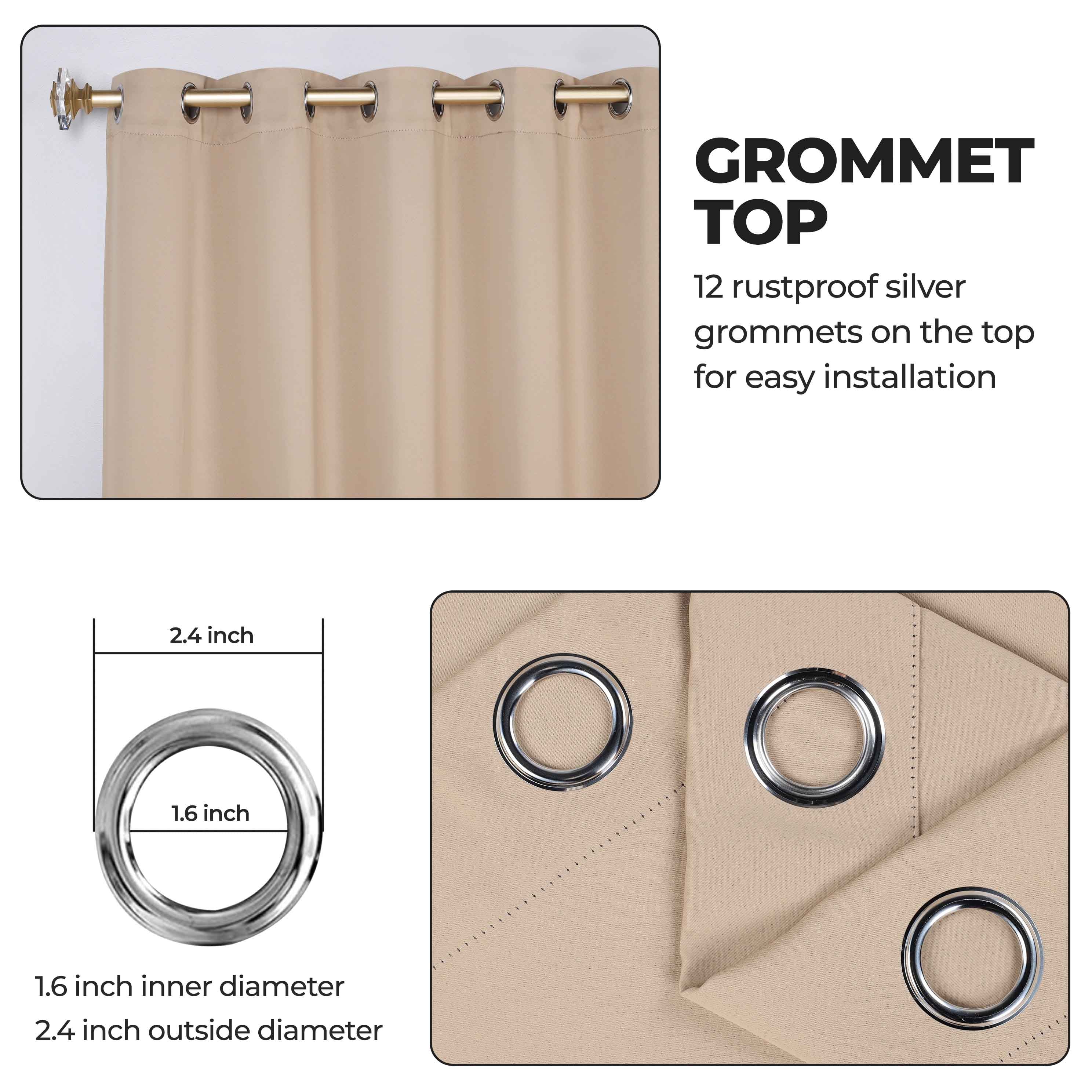 Blackout Curtains Set of 2 - Machine Washable, Room Darkening, Noise Reducing & Thermal Insulated for Bedroom, Nursery & Home Theater