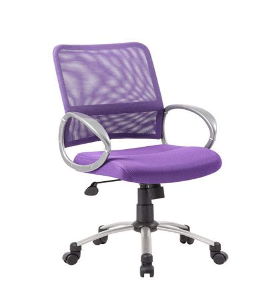 Ergonomic Mesh Back Office Chair with Pewter Finish - Purple Adjustable Task Chair for Home & Office Workspace | Comfortable Computer Desk Chair for Long Hours Sitting