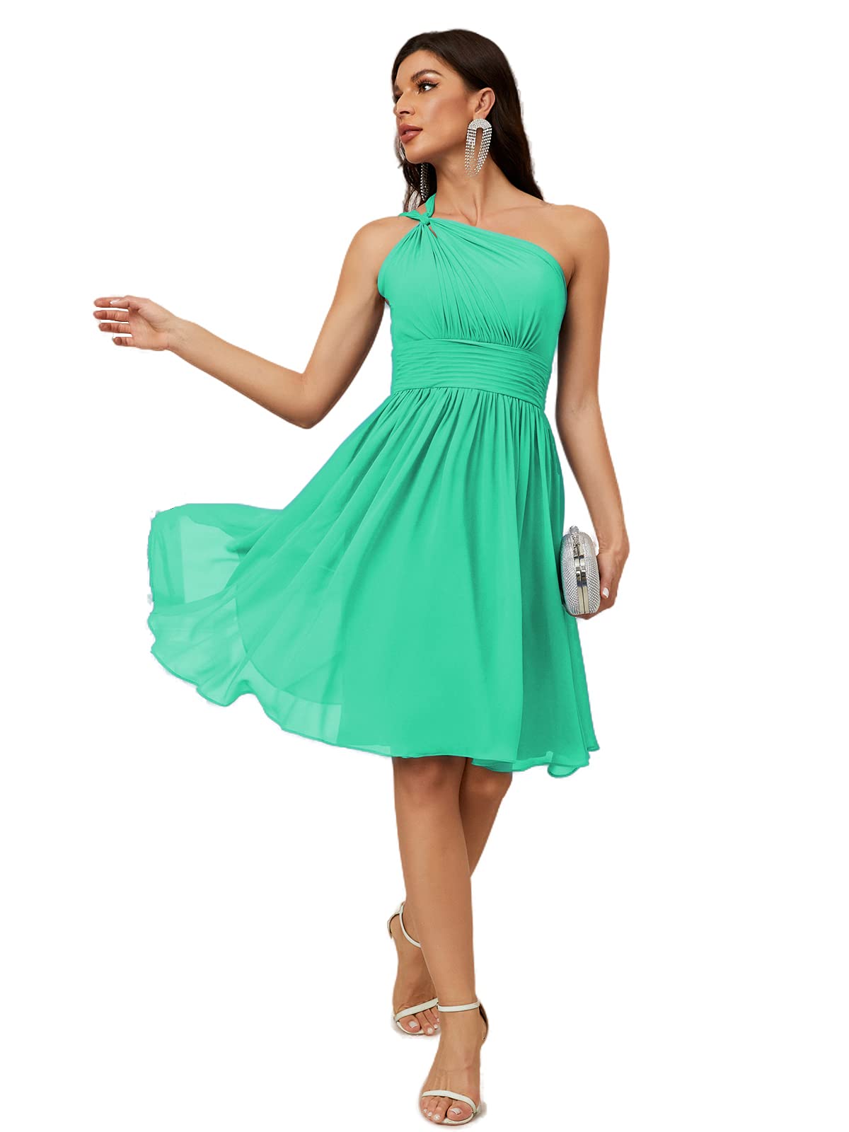 Elegant One Shoulder Chiffon Bridesmaid Dress for Women - Formal Party Gown for Homecoming, Prom, Wedding & Special Occasions