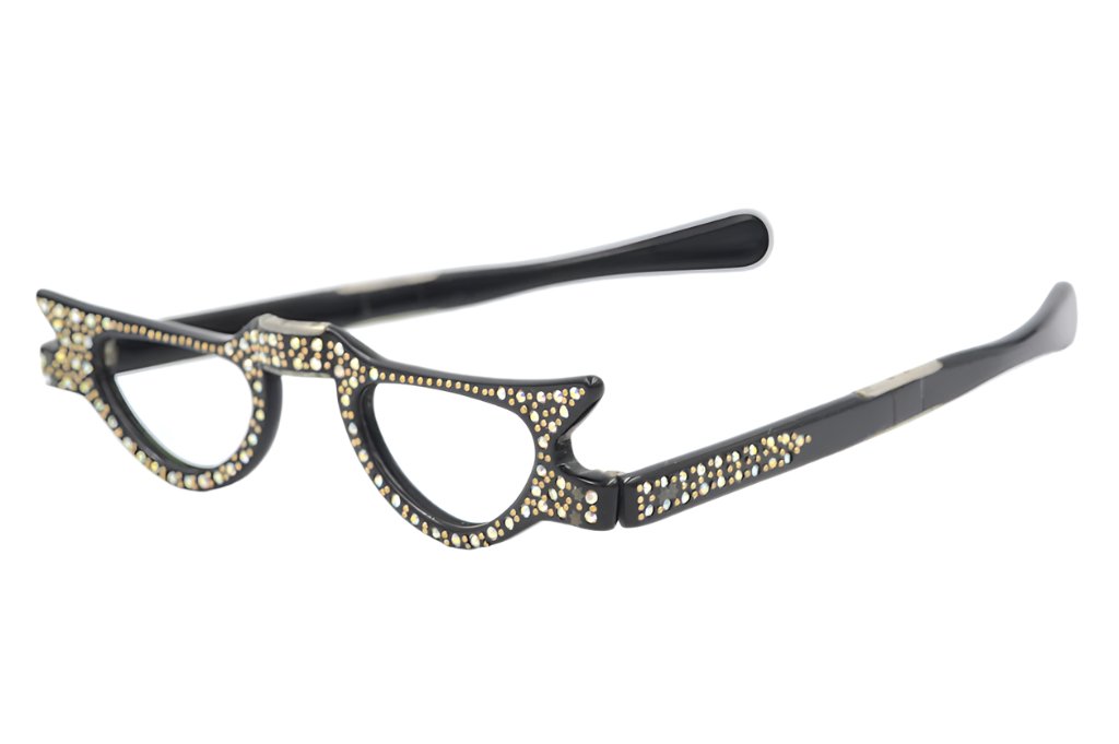 Black Rhinestone Foldable Reading Glasses - Stylish & Portable for Reading, Travel, and Fashion Accessories