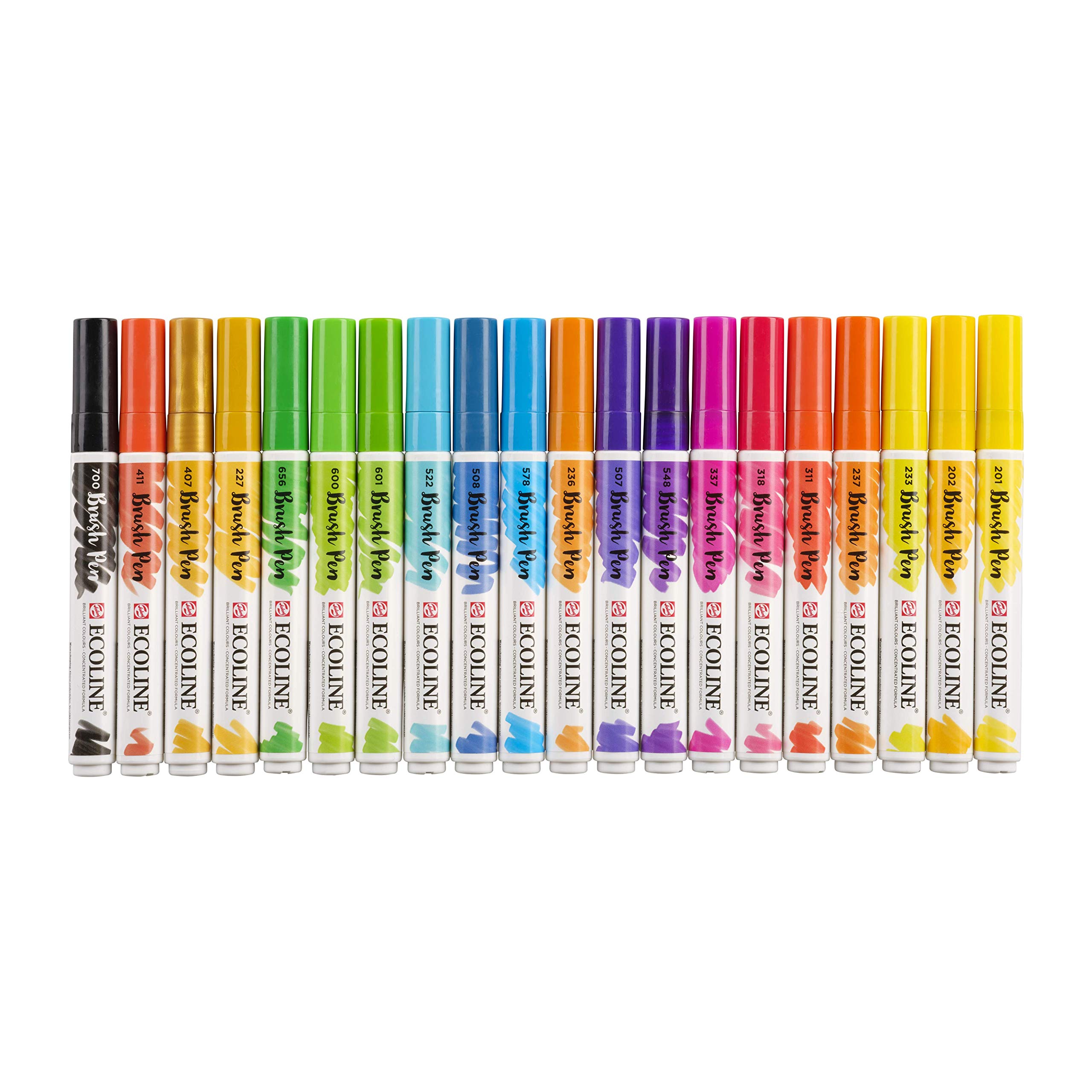 Royal Talens Ecoline Liquid Watercolor Brush Pen Set - 20 Vibrant Colors (11509004) for Artists, Calligraphy & DIY Craft Projects