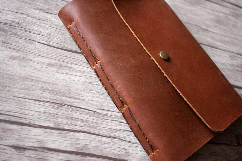 Premium Leather Bound Notebook with Saddle Button - Elegant Journal for Writing, Note Taking & Gift Giving - Perfect for Office, School & Travel Use