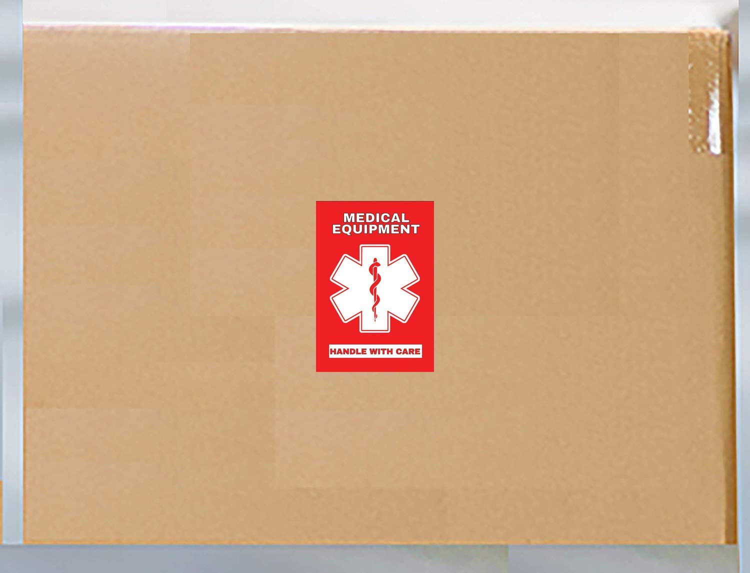Medical Equipment Luggage Sticker - 3x2 Inches Handle with Care Labels (15 Pack) for Hospital Supplies & Travel Cases - MELT-101