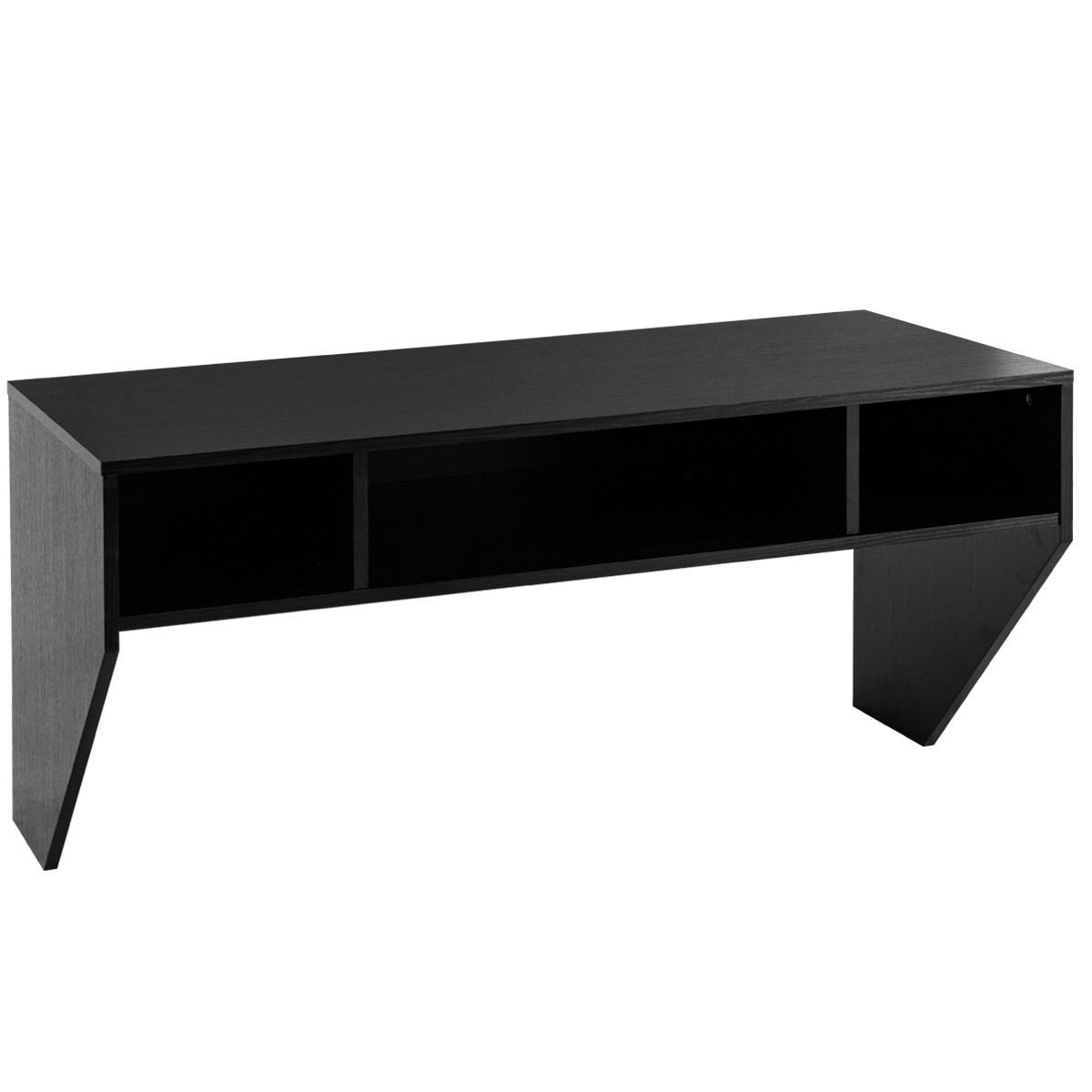 Sturdy Black Wall Mounted Floating Computer Desk with Storage Shelf - Perfect for Home Office, Gaming Setup & Small Space Saving Workspace