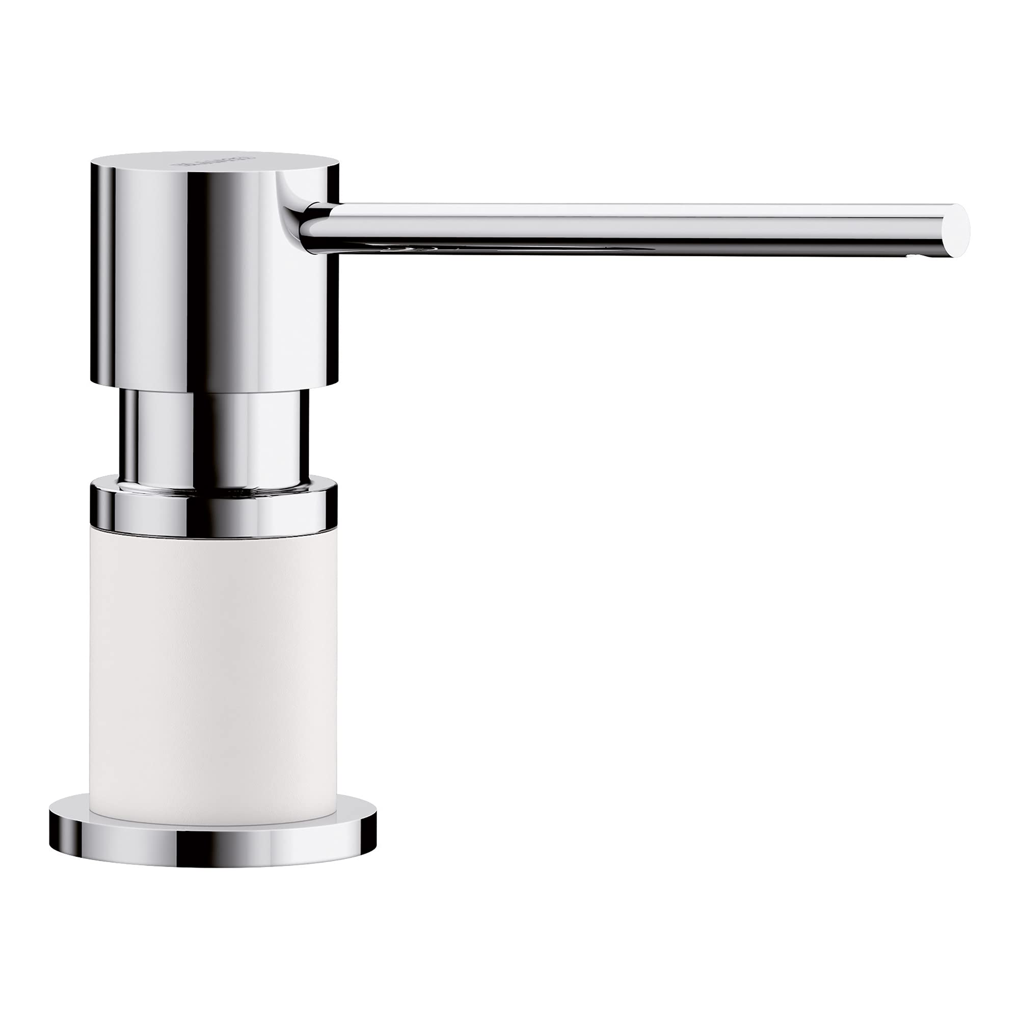 BLANCO LATO 10 oz Stainless Steel Kitchen Soap Dispenser - Touchless Automatic Liquid Soap Pump for Sink Countertop, Modern White Design - Perfect for Home, Restaurant & Office Use