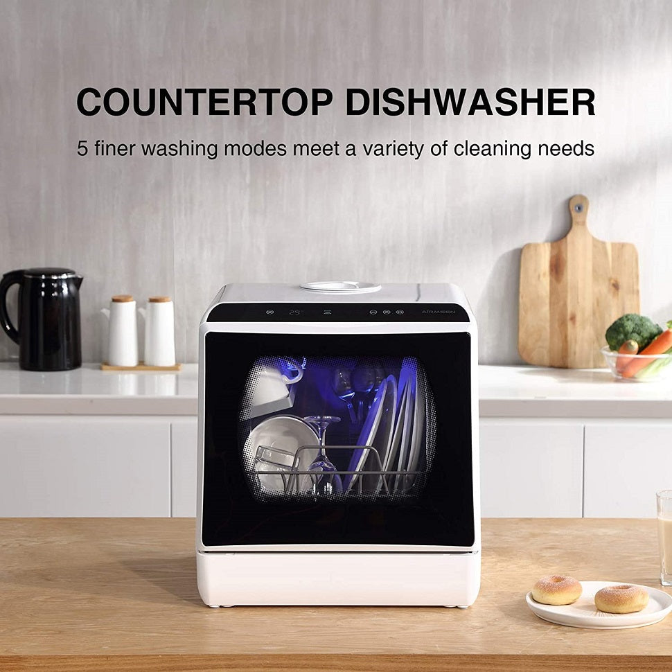 Portable Countertop Dishwasher with 5L Built-in Water Tank - Compact & Energy Efficient for Small Kitchens, Apartments, RVs, and Dorms