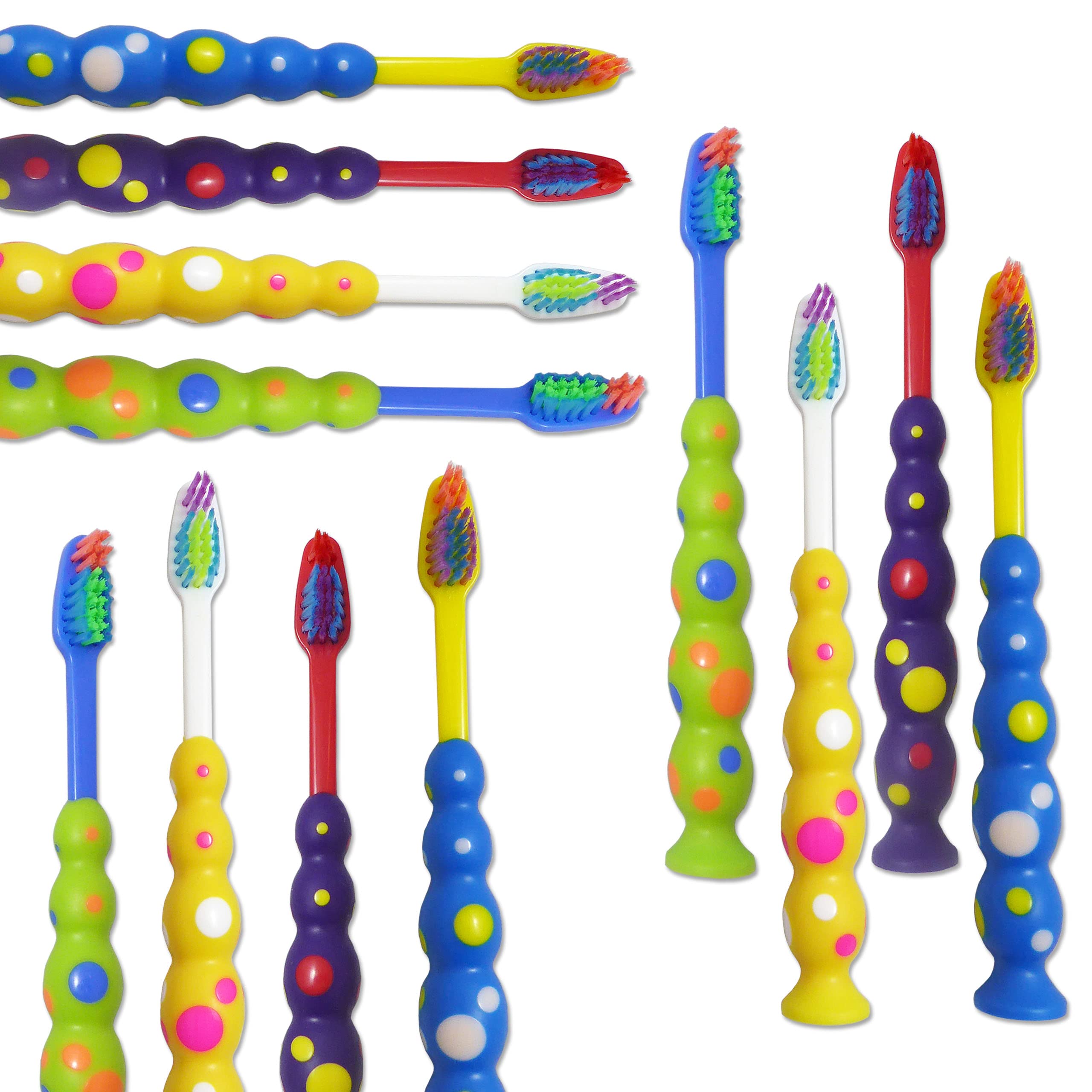 20 Pack Kids Toothbrushes with Suction Cup Base - Soft Bristles for Children's Dental Care - Perfect for Home, School, and Travel Use