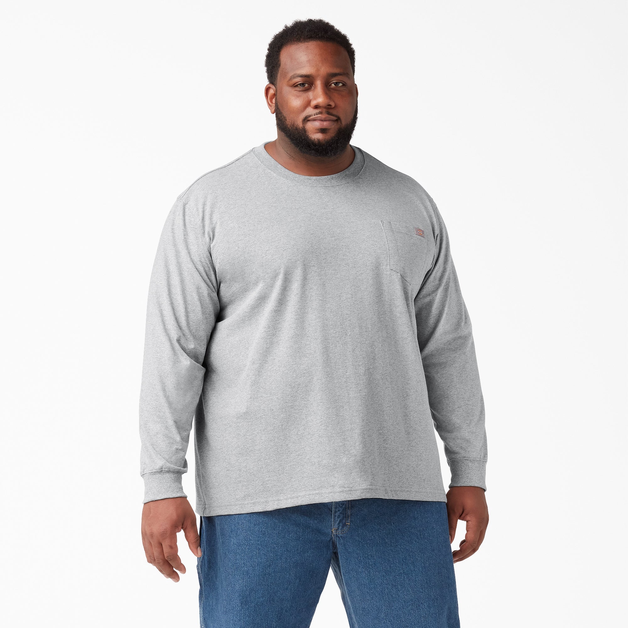 Dickies Men's Heavyweight Long Sleeve Crew Neck T-Shirt - Durable Workwear for Construction, Landscaping & Outdoor Activities