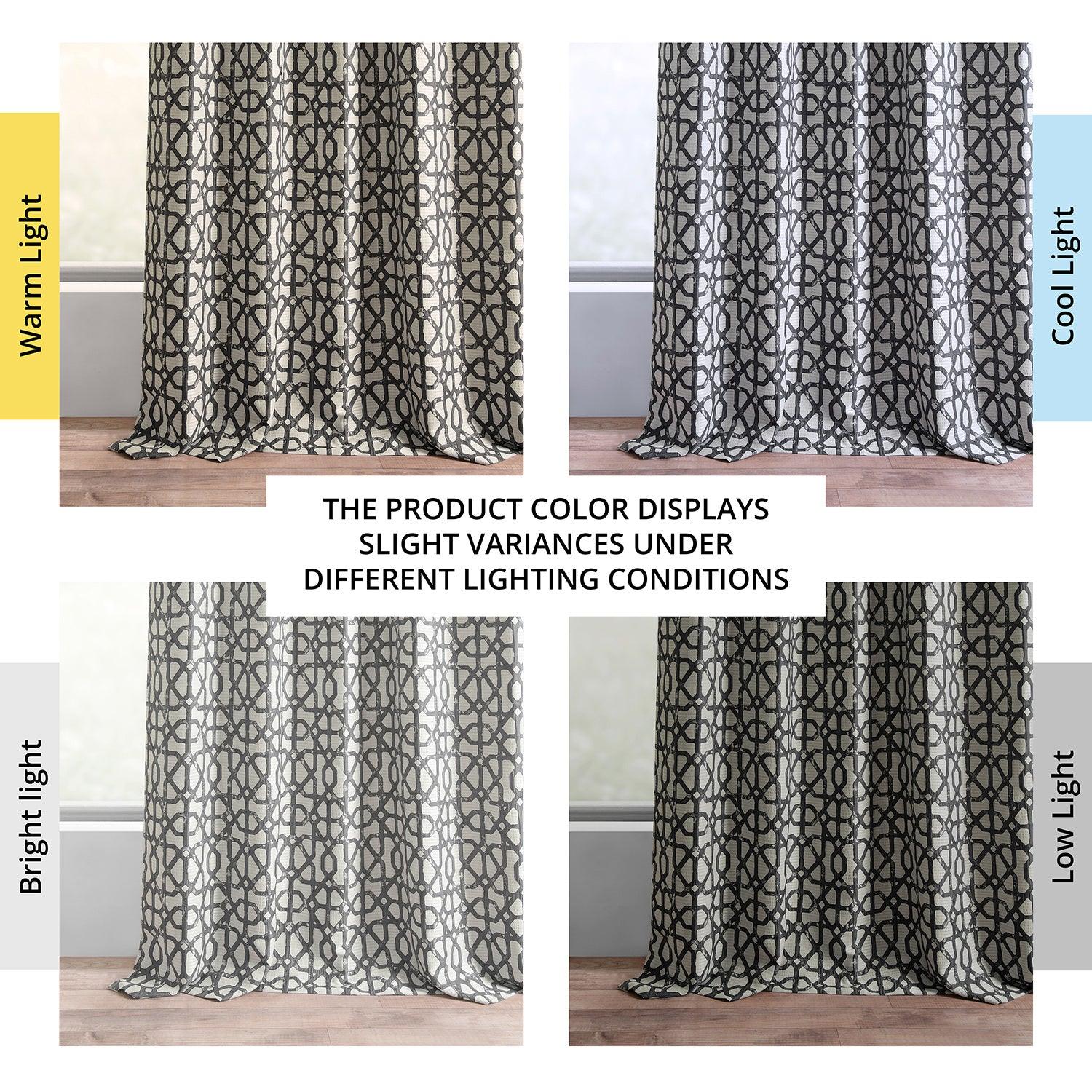 Metro Black Geometric Faux Silk Jacquard Blackout Curtains for Bedroom & Living Room - Elegant Window Treatment for Light Control and Privacy