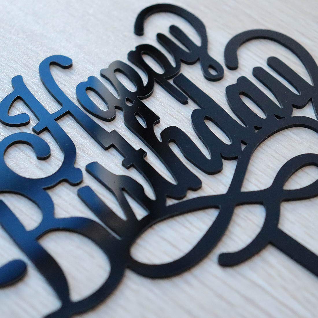 Happy Birthday Cake Topper - Elegant Black Acrylic Cake Decor for Birthday Party, Wedding, Anniversary & Special Celebrations