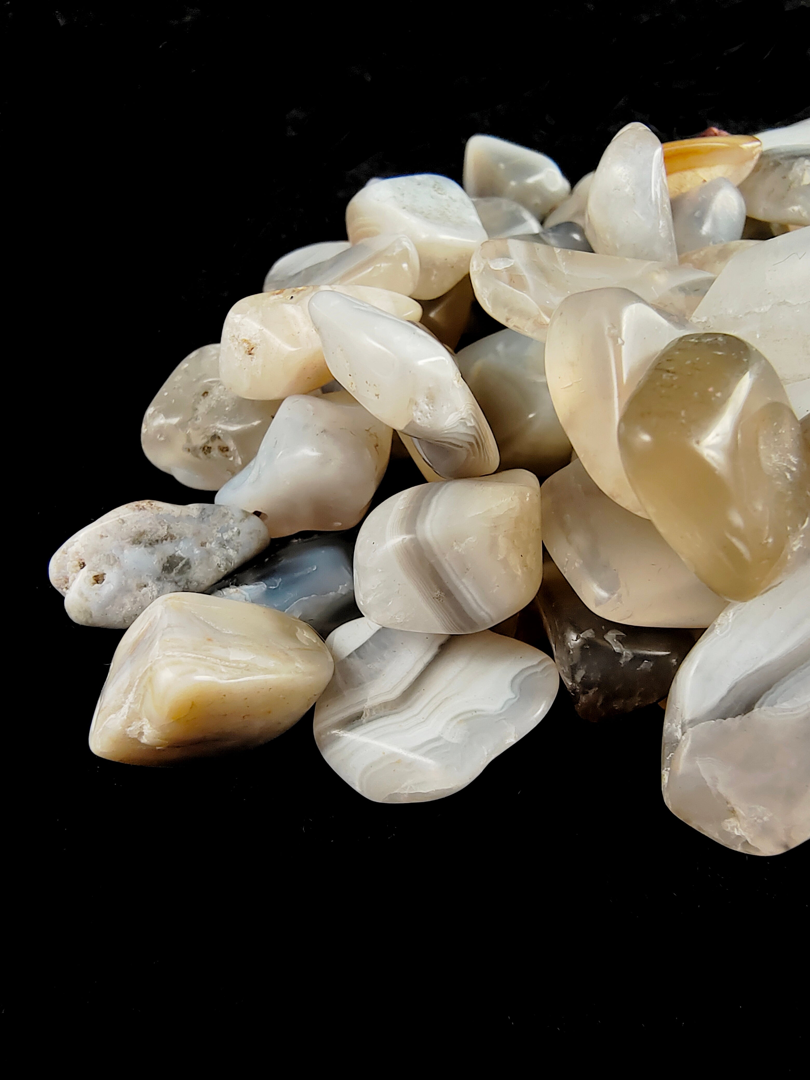 Natural Botswana Agate Side Drill Irregular Pebble Nugget Chips 10-20mm 15.5