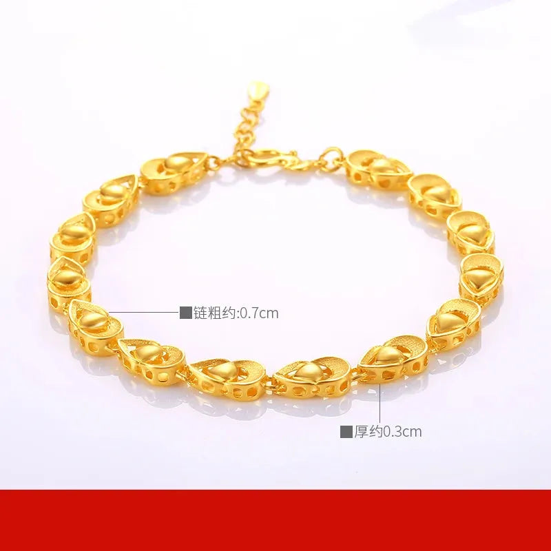 24K Pure Gold Bracelet for Women - 999 Solid Real Gold Bangle, Elegant Romantic Classic Jewelry Gift for Anniversary, Valentine's Day & Special Occasions