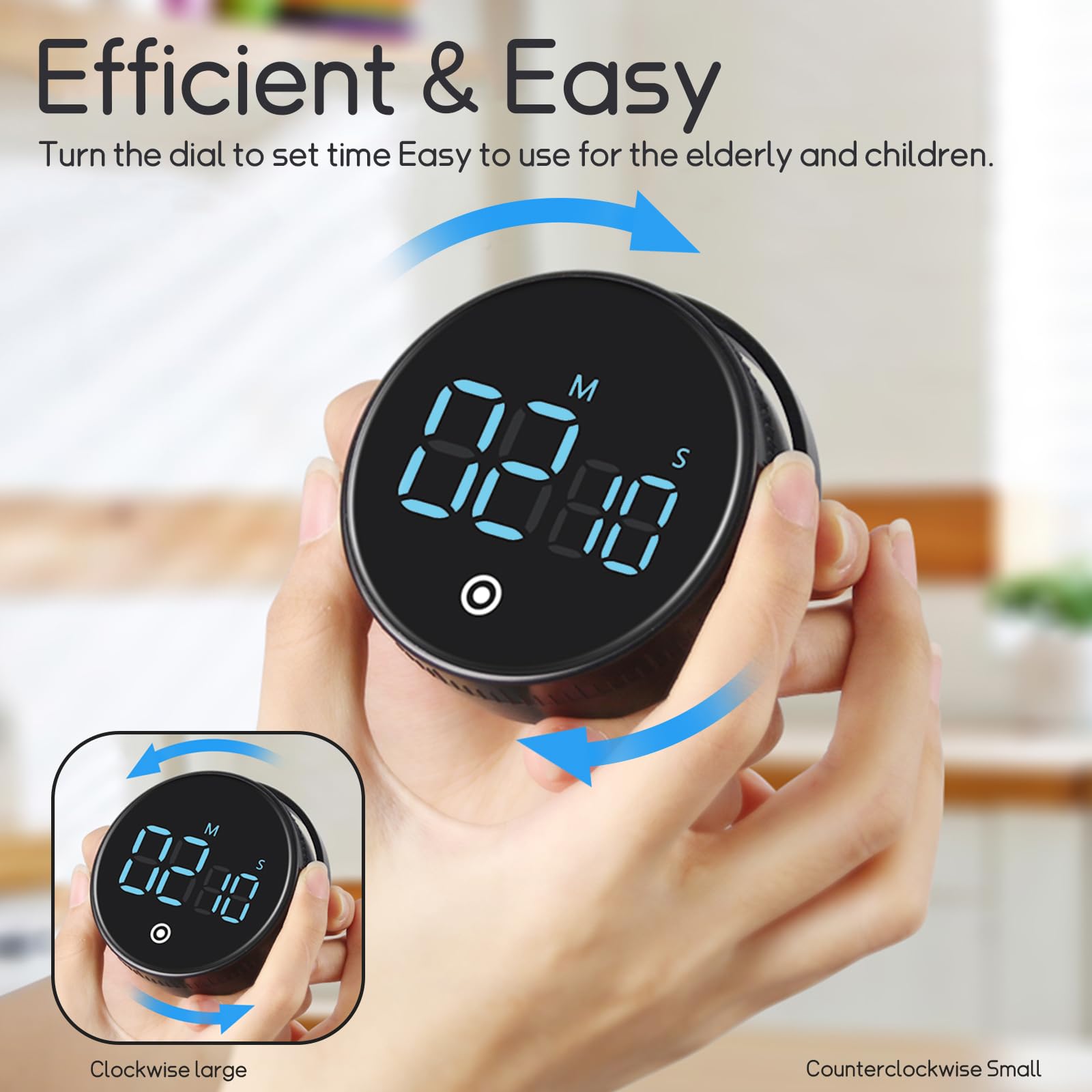Magnetic Digital Kitchen Timer with LCD Display - Countdown Timer for Cooking, Baking, Gym & Classroom - Strong Magnet & Stand for Hands-Free Use