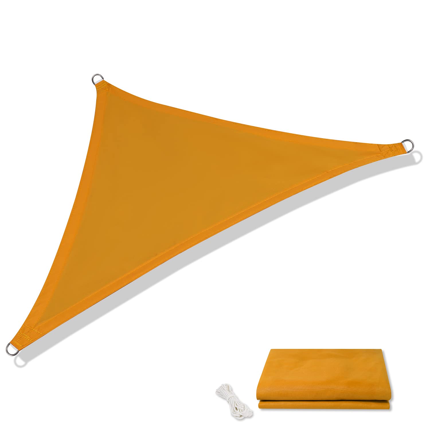 20'x20'x20' Golden Yellow Triangle Shade Sail - UV Block, Waterproof Sun Canopy for Backyard, Patio, Garden & Pool - Custom Outdoor Shade Solution for Summer Relaxation & Sun Protection