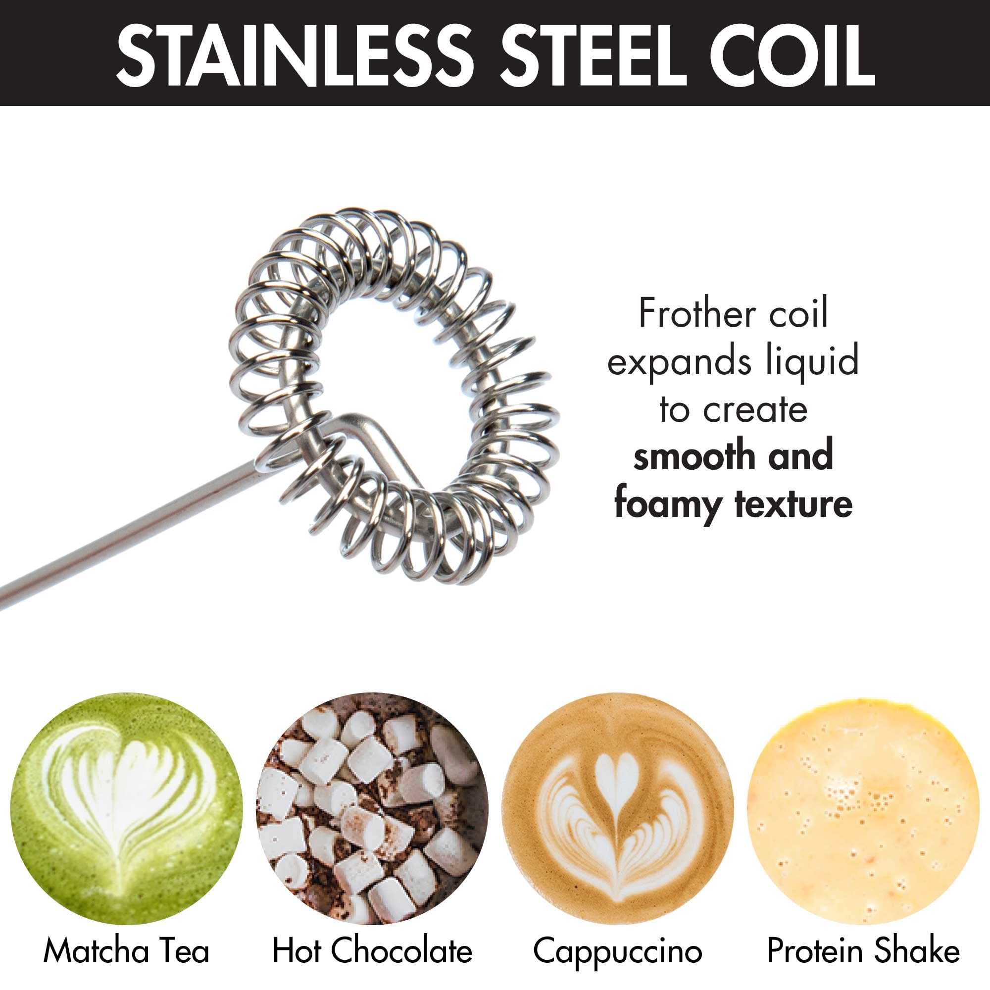 Primula Electric Milk Frother - Chrome Stainless Steel Handheld Frother for Coffee, Latte, Cappuccino - Perfect for Home, Office & Cafe Use