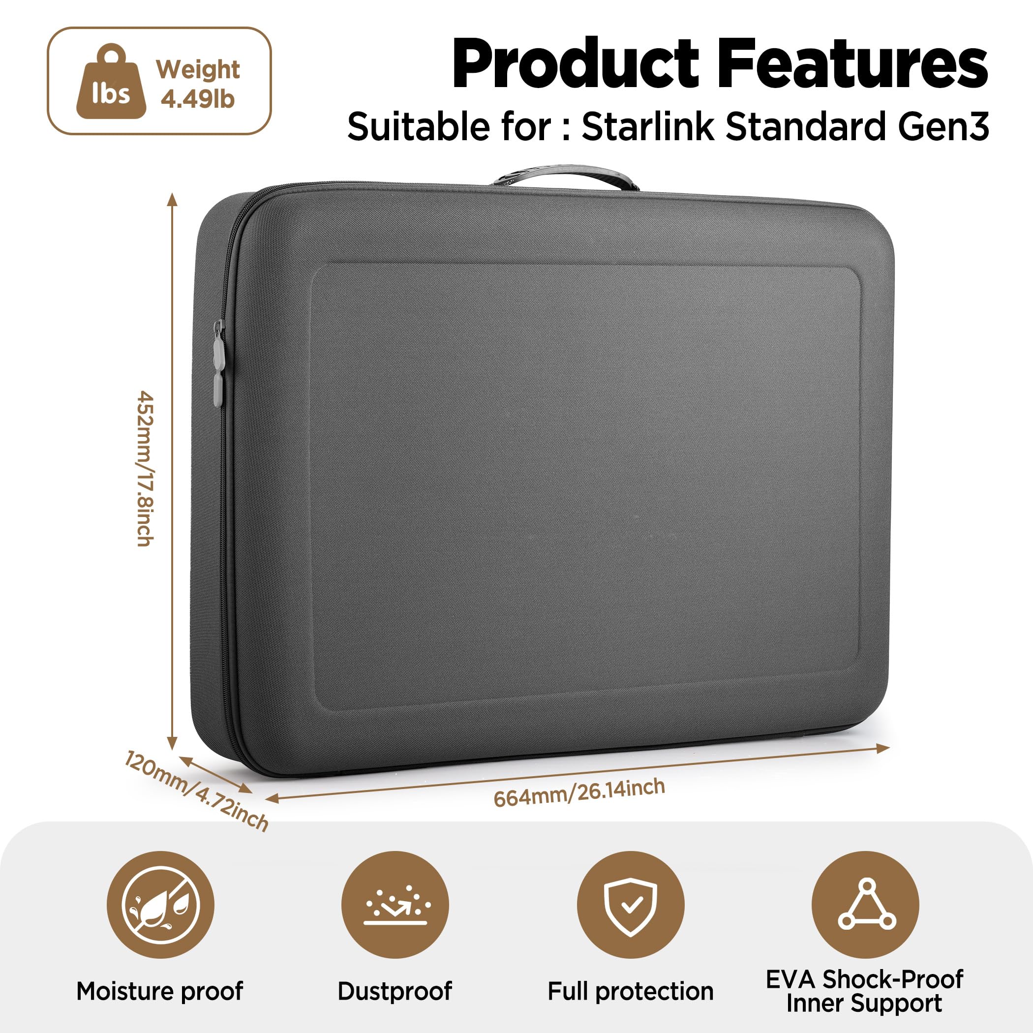 Starlink Gen 3 Travel Case - Portable Protective Carrying Case & Organizer Bag for Starlink Satellite Internet - Perfect for Outdoor Camping, RV Trips & Road Adventures