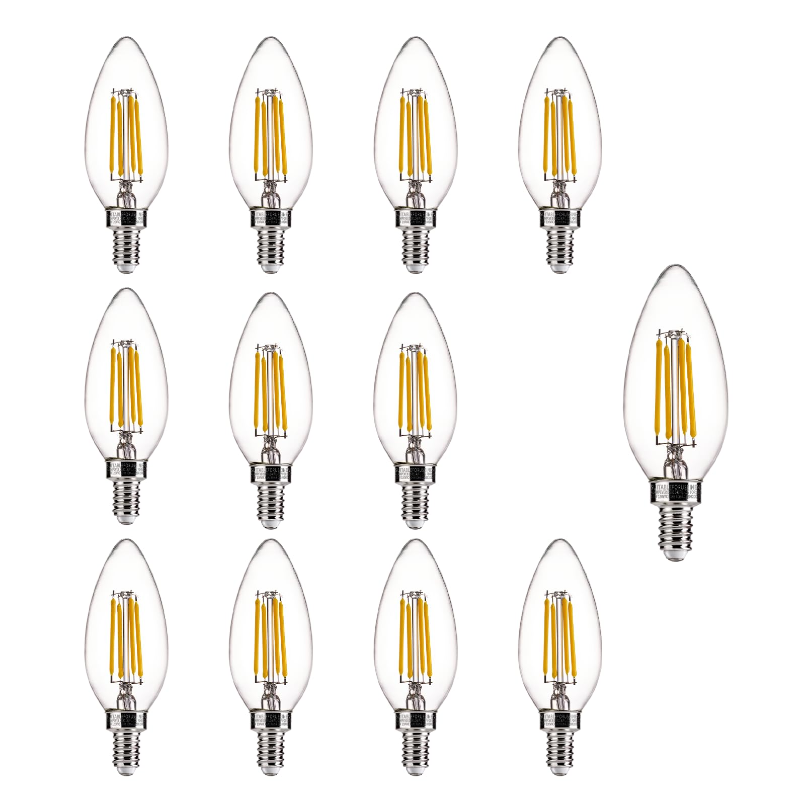 ALAMPEVER 60W Equivalent E12 LED Candelabra Bulbs - 12 Pack (2700K Soft White, 450LM) - Perfect for Chandeliers, Wall Sconces & Decorative Lighting