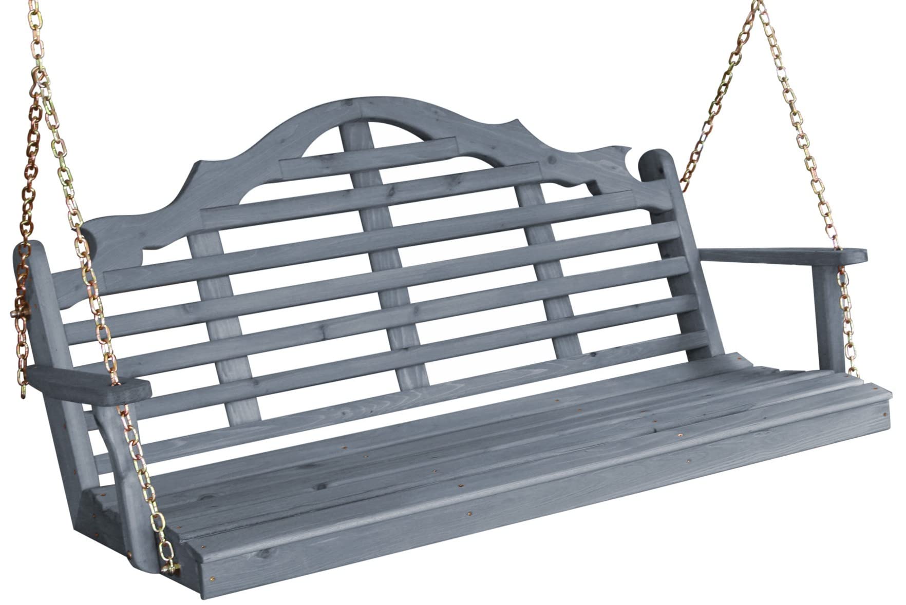 6ft Cedar Marlboro Porch Swing with Gray Stain - Outdoor Garden, Patio & Backyard Relaxation Furniture | Furniture Barn USA