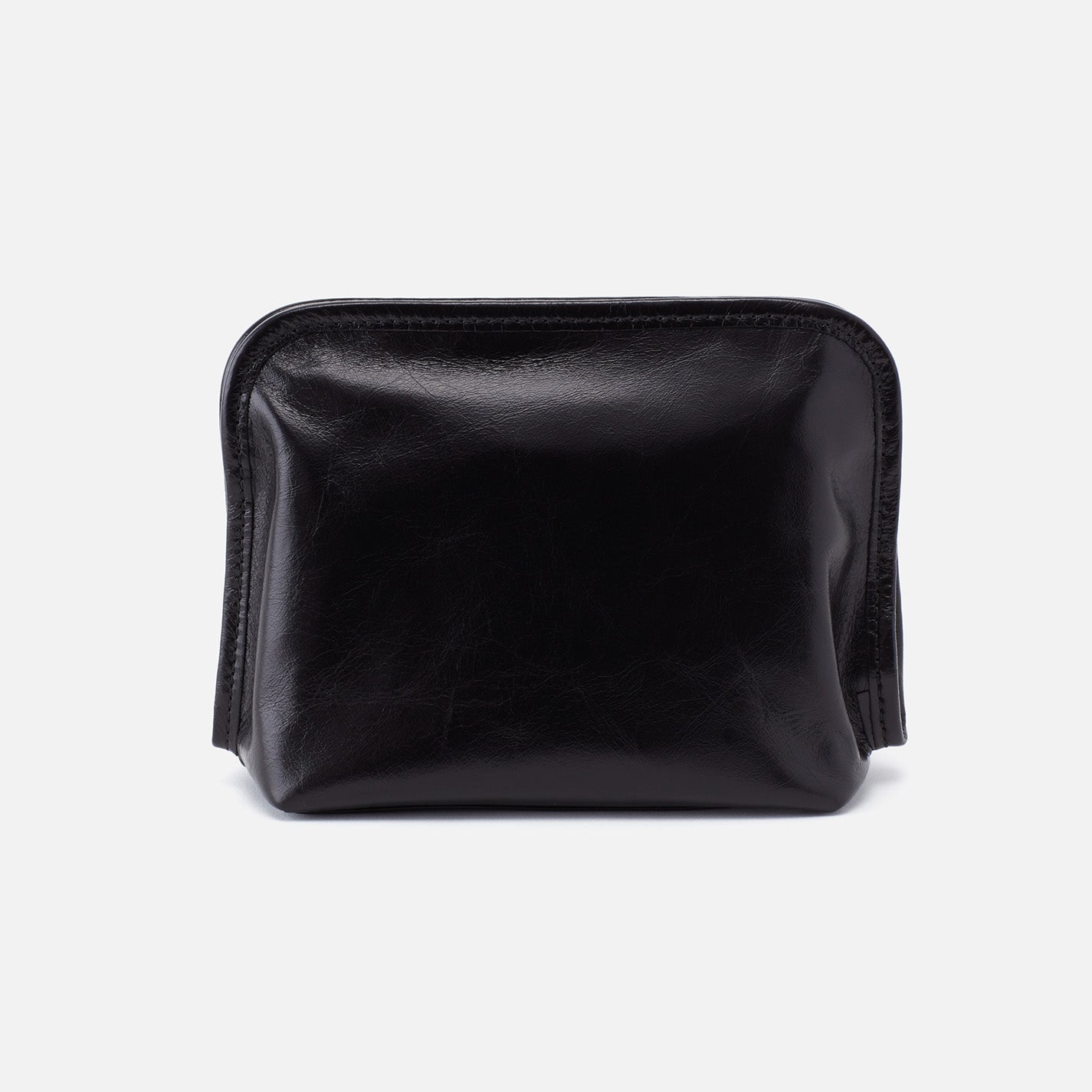 Premium Black Polished Leather Cosmetic Pouch for Makeup & Travel | Beauty Organizer for Toiletries, Brushes & Essentials | Perfect Gift for Women