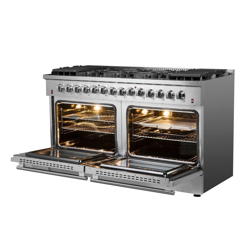 **Forno Galiano 60-Inch 8.64 cu. ft Stainless Steel Professional Freestanding Dual Fuel Range - Gold (Model FFSGS6156 60) | Ideal for Home Chefs & Gourmet Cooking**