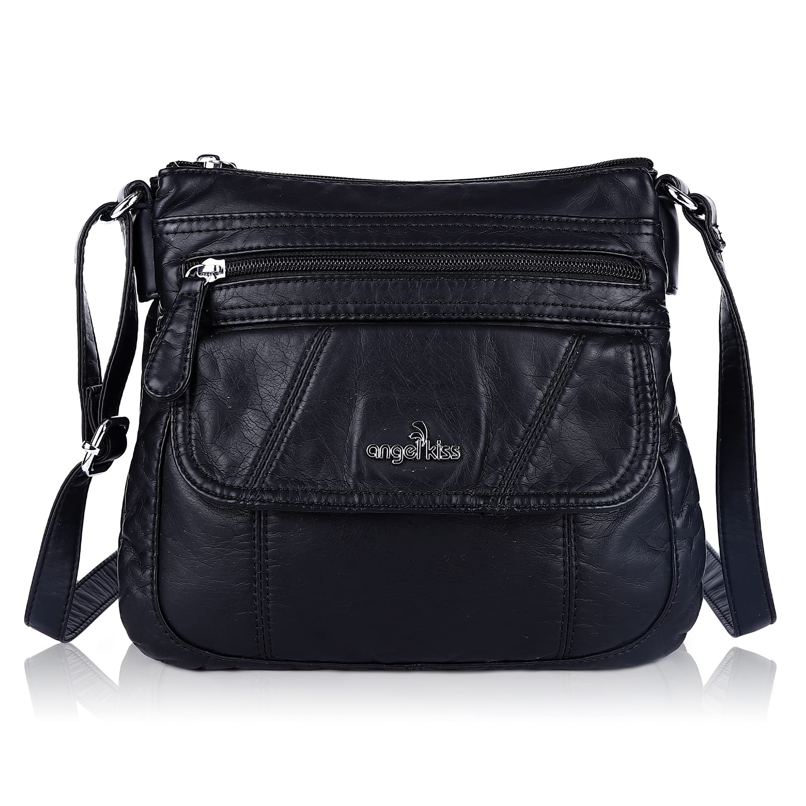Angel Kiss Women's Crossbody Bag PU Leather Shoulder Purse with Adjustable Strap - Fashionable Handbag for Daily Use, Travel & Shopping