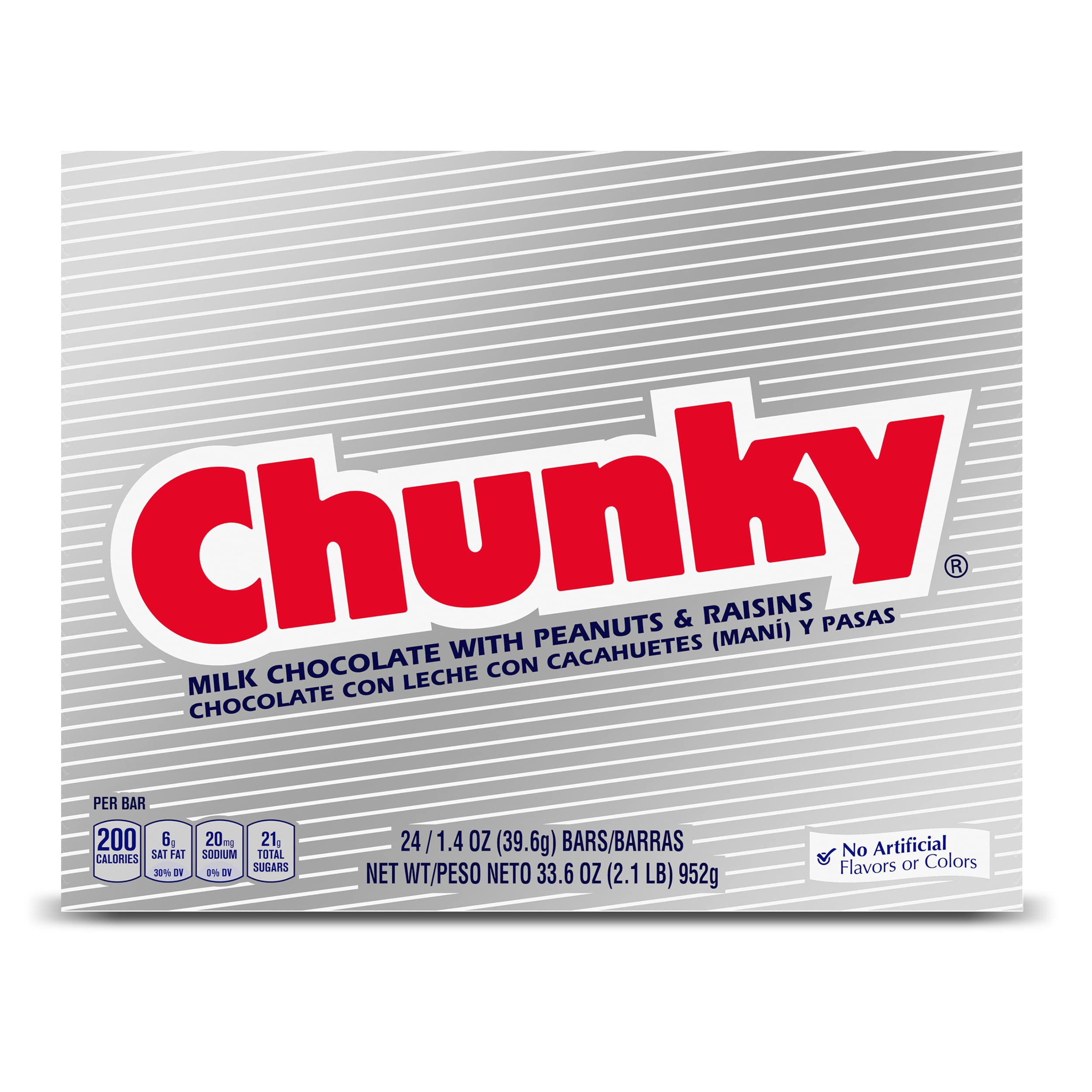 24-Pack Bulk Chunky Milk Chocolate Bars with Peanuts & Raisins - Individually Wrapped 33.6oz Candy - Perfect for Halloween, Party Favors & Office Snacks