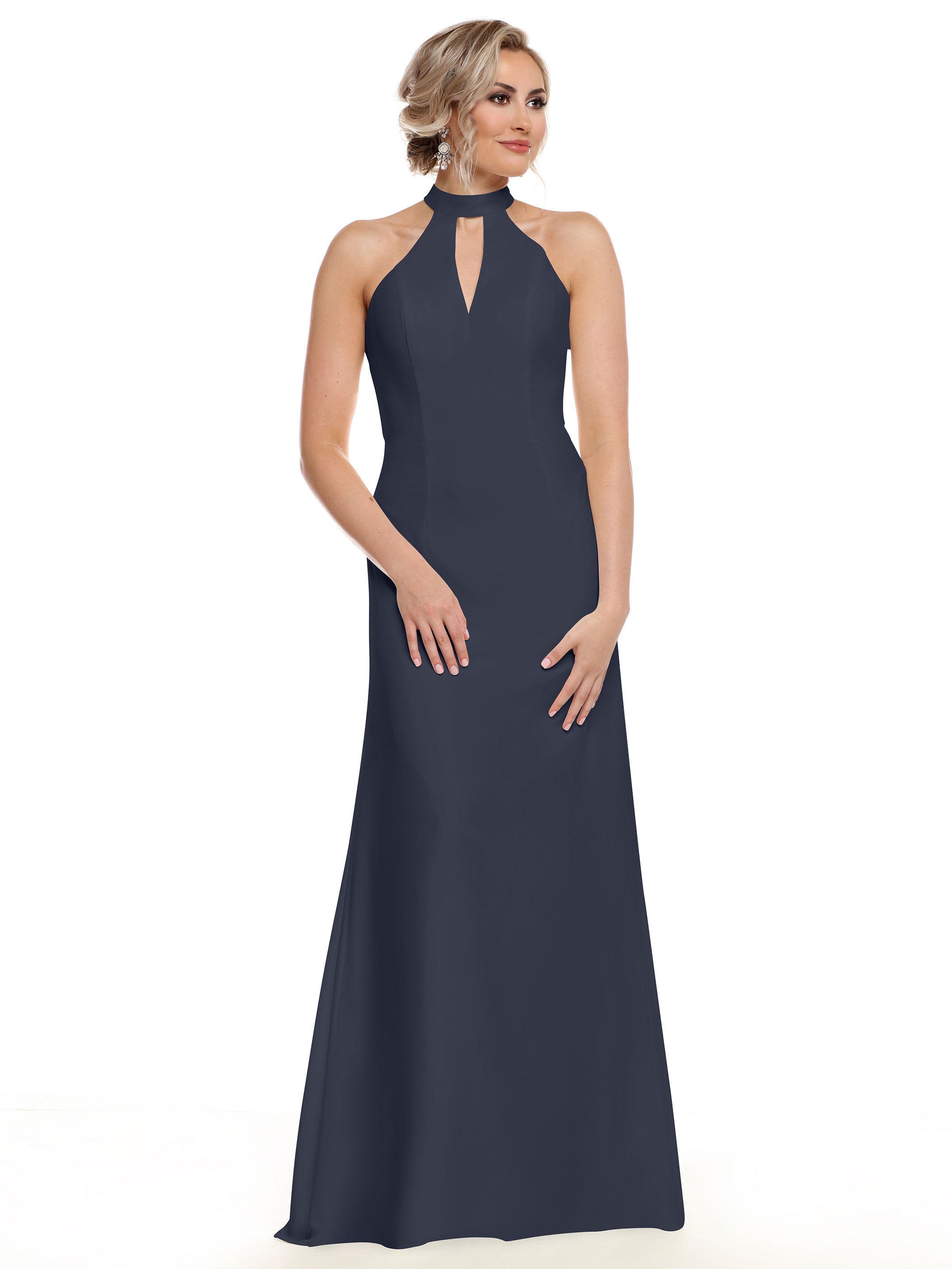 Elegant 80138 Chiffon A-Line Bridesmaid Dress with Keyhole Halter Neckline - Perfect for Weddings, Formal Events & Special Occasions