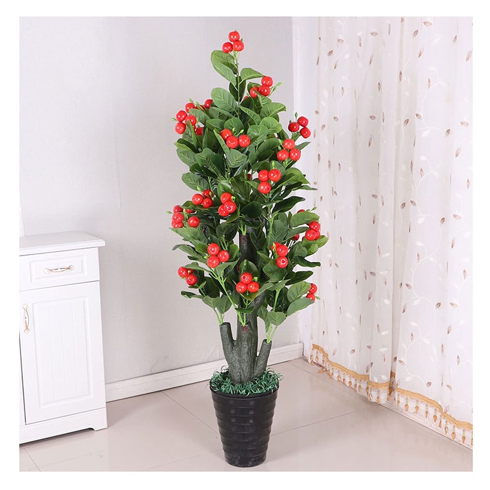 AOHAI Artificial Kumquat Tree with Red Fruit - Fake Bonsai Plant in Plastic Pot for Home, Living Room, Office, Shop, Hotel & Wedding Decor - Perfect for Indoor Greenery and Party Decoration