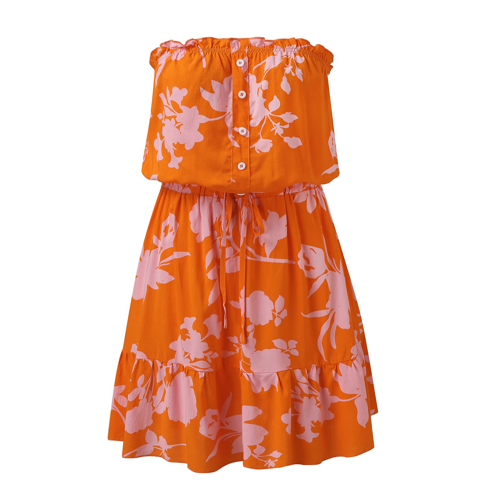 Women's Strapless Smocked Sundress - Summer Beach T-Shirt Dress for Casual Outings & Vacations | Perfect for Pool Parties, Beach Getaways & Weekend Brunch