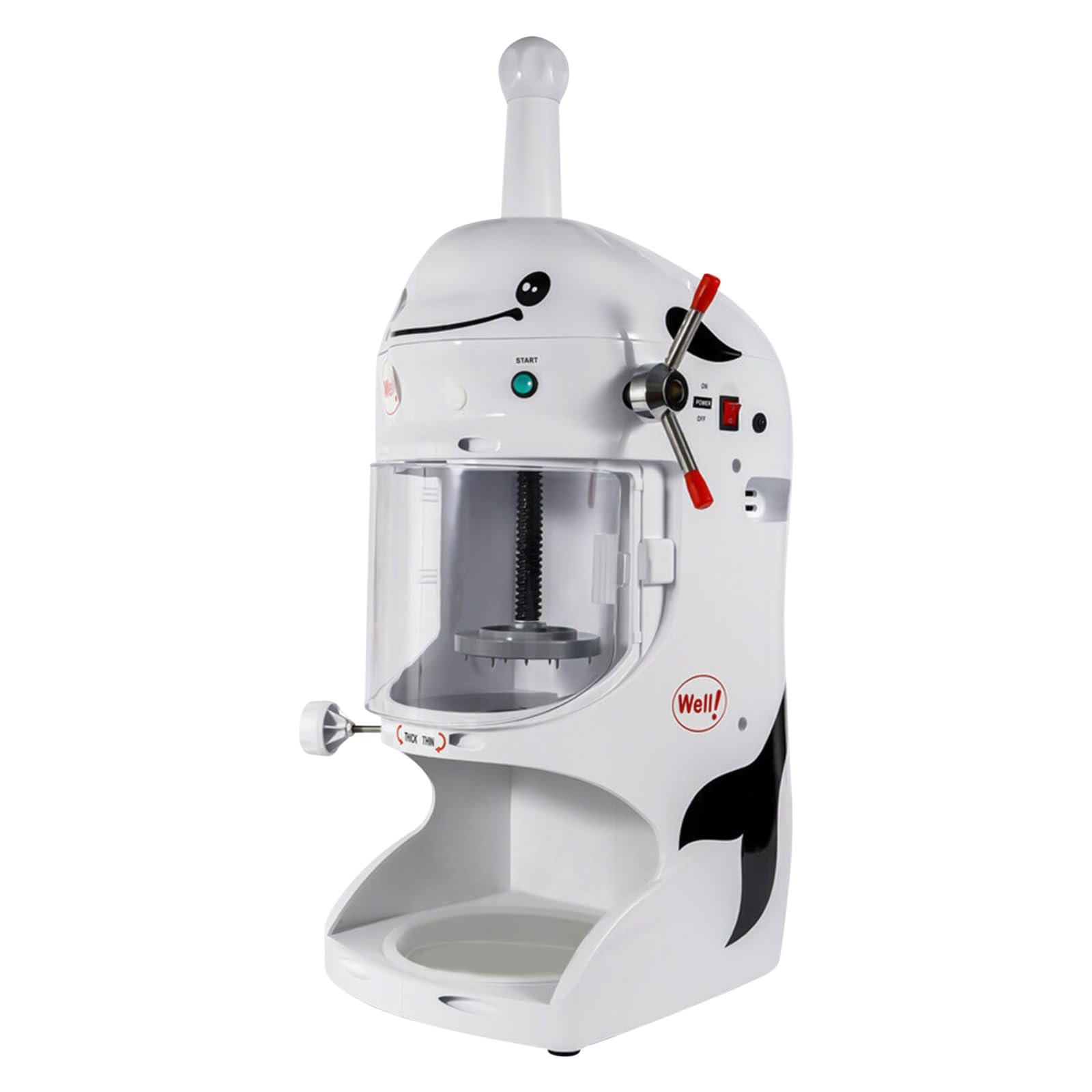 350W Commercial Electric Ice Shaver Machine - Adjustable Thickness Snow Cone Maker & Ice Crusher (250-350 RPM) for Coffee Shops, Restaurants, Bars, and Home Use - Perfect for Cocktails, Smoothies, and Desserts