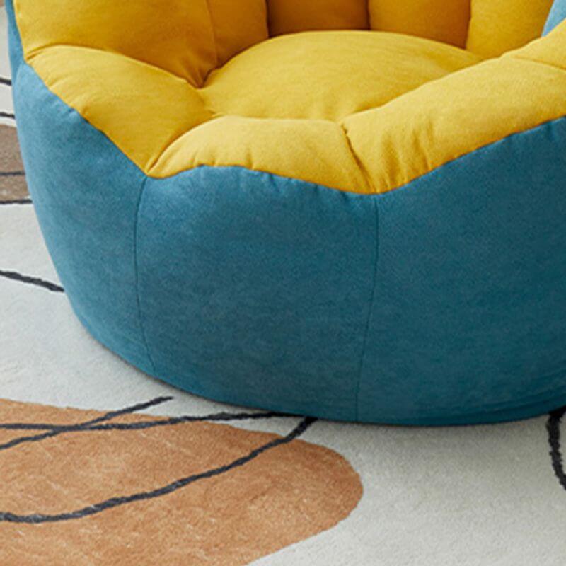 Minimalist Solid Lemon Yellow Cotton Blend Papasan Chair with Removable Slipcover & Sewn Pillow - Cozy Accent Chair for Living Room, Bedroom, or Reading Nook - Perfect for Relaxation and Home Decor
