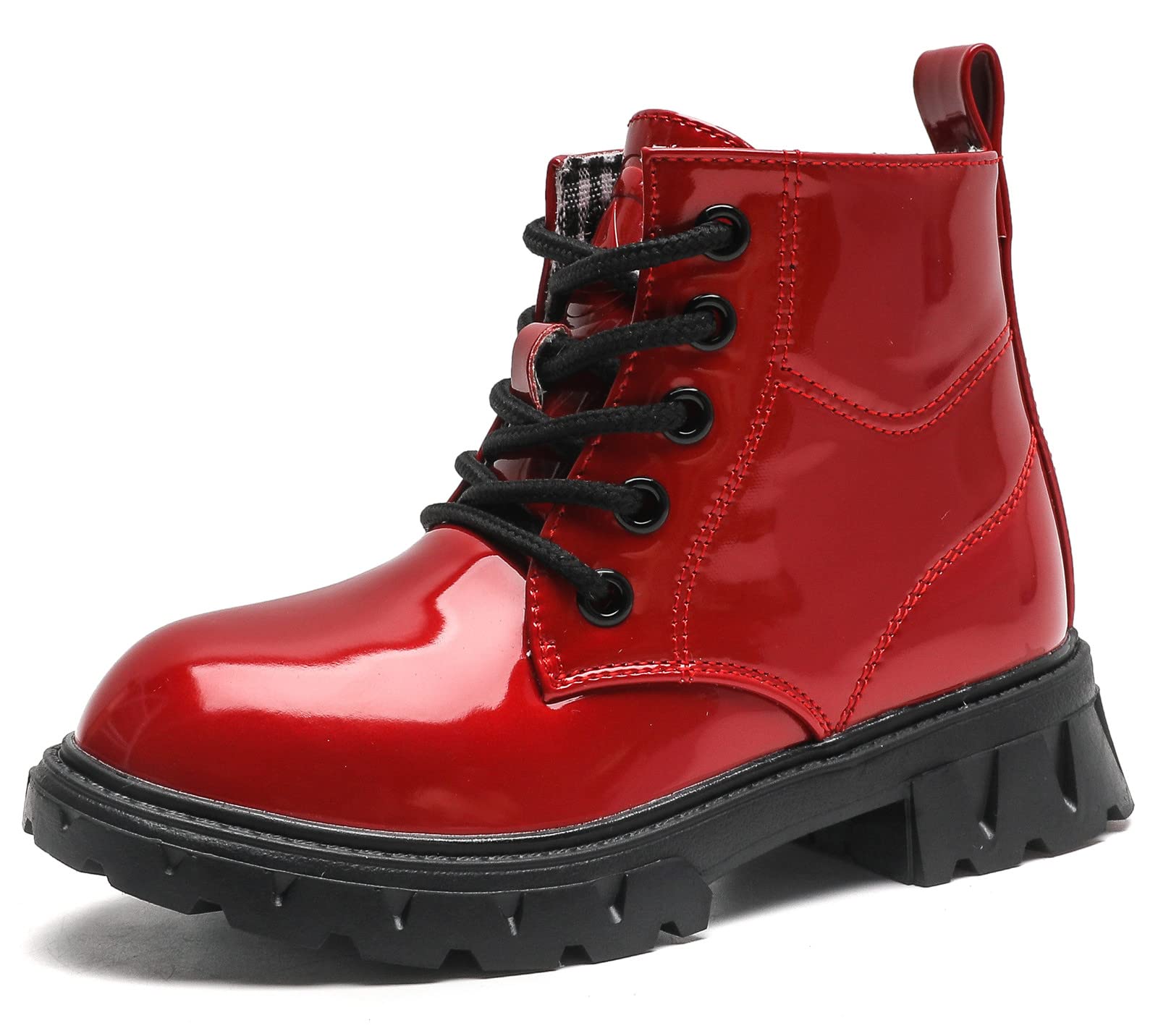 kkdom Boys Girls Waterproof Combat Boots with Lace Up & Side Zipper - Toddler Little Kid Big Kid Sizes - Perfect for School, Outdoor Play & Rainy Day Adventures