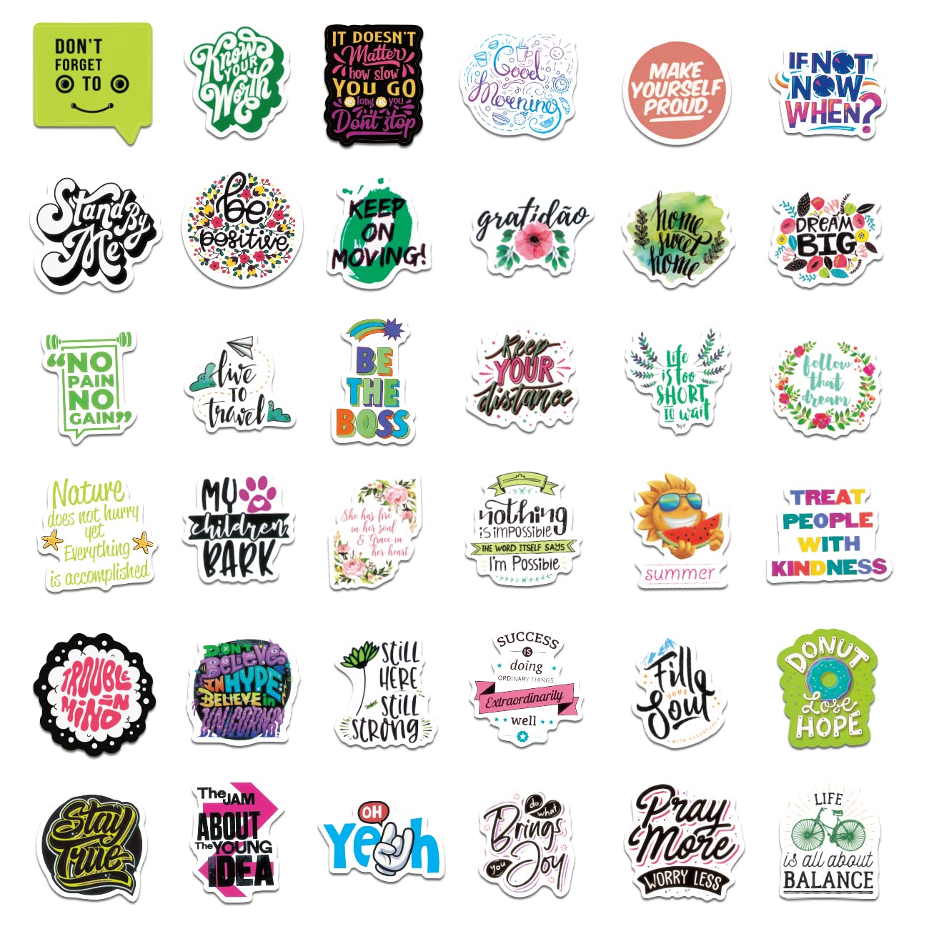 200pcs Motivational Quote Stickers - Positive Affirmation Stickers for Students, Teachers, Kids & Adults - Inspirational Words Stickers for Water Bottles, Laptops, Journals & DIY Crafts - Boost Confidence & Productivity Daily