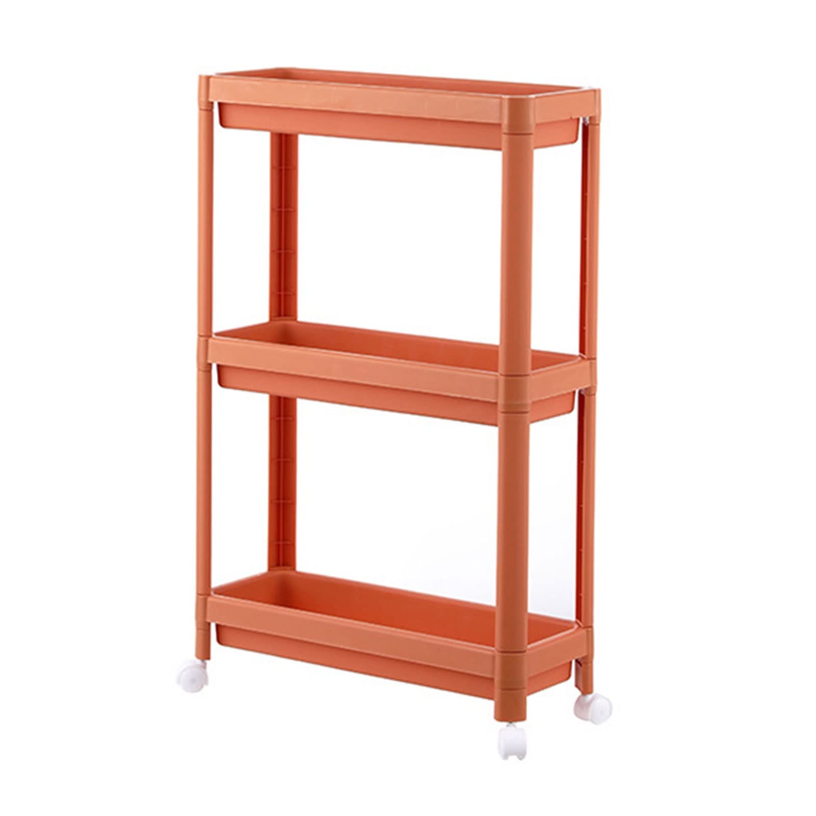 4-Tier Rolling Storage Cart with Wheels - Slim Multifunctional Utility Cart with Slide-Out Shelves & Hooks for Kitchen, Bathroom, Office - Perfect for Organizing Makeup, Cleaning Supplies & Office Essentials